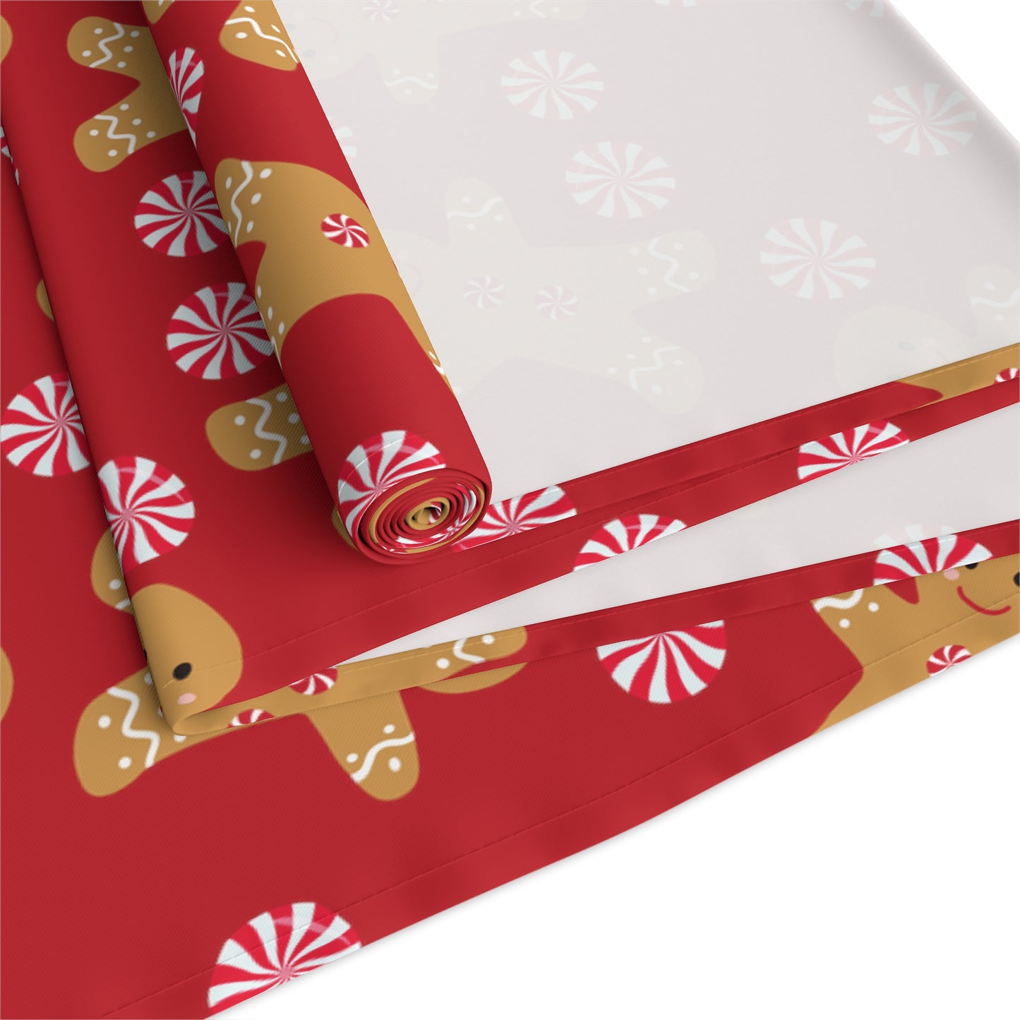 Red Christmas Gingerbread Man Table Runner