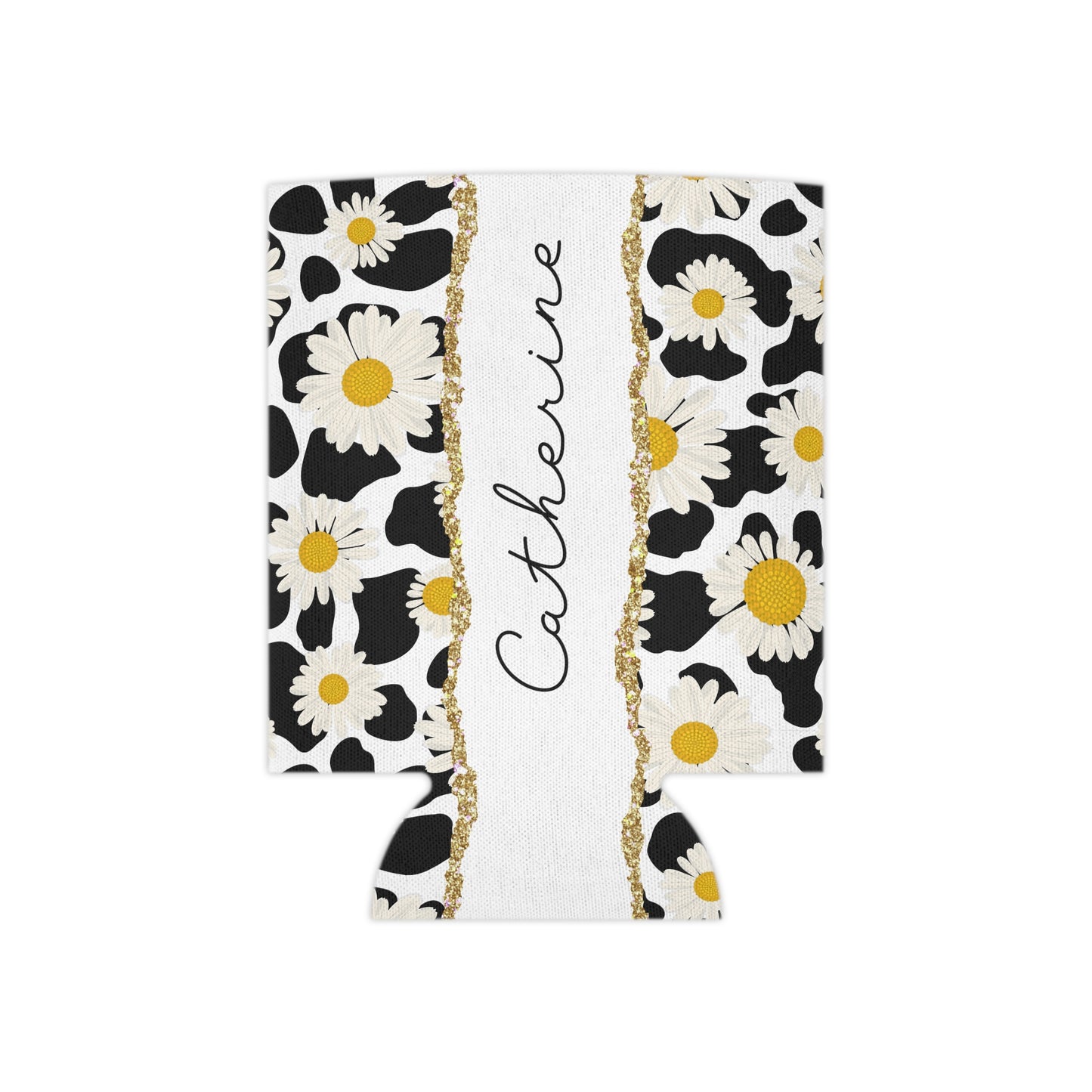 Personalized Cow Print Can Koozie / Daisy Can Cooler