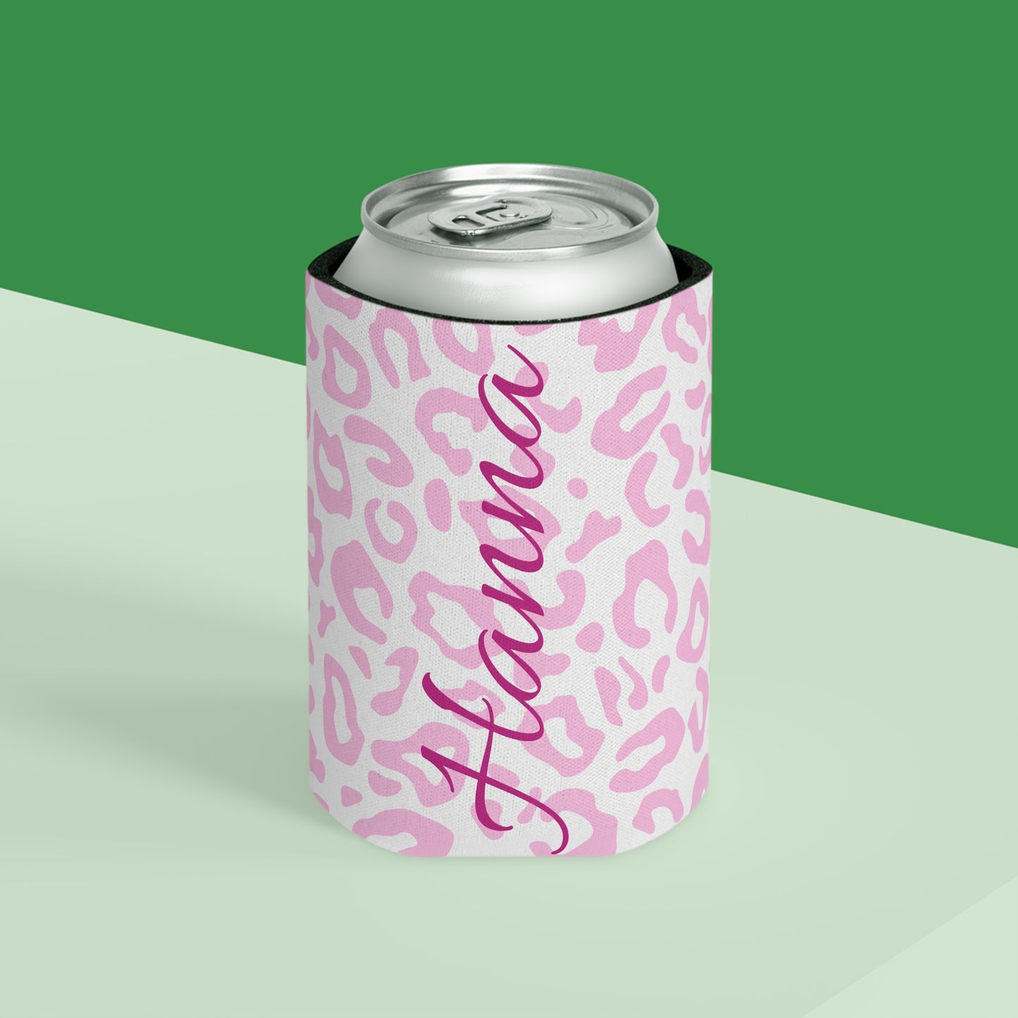 Leopard Print Can Cooler / Personalized Name Koozie