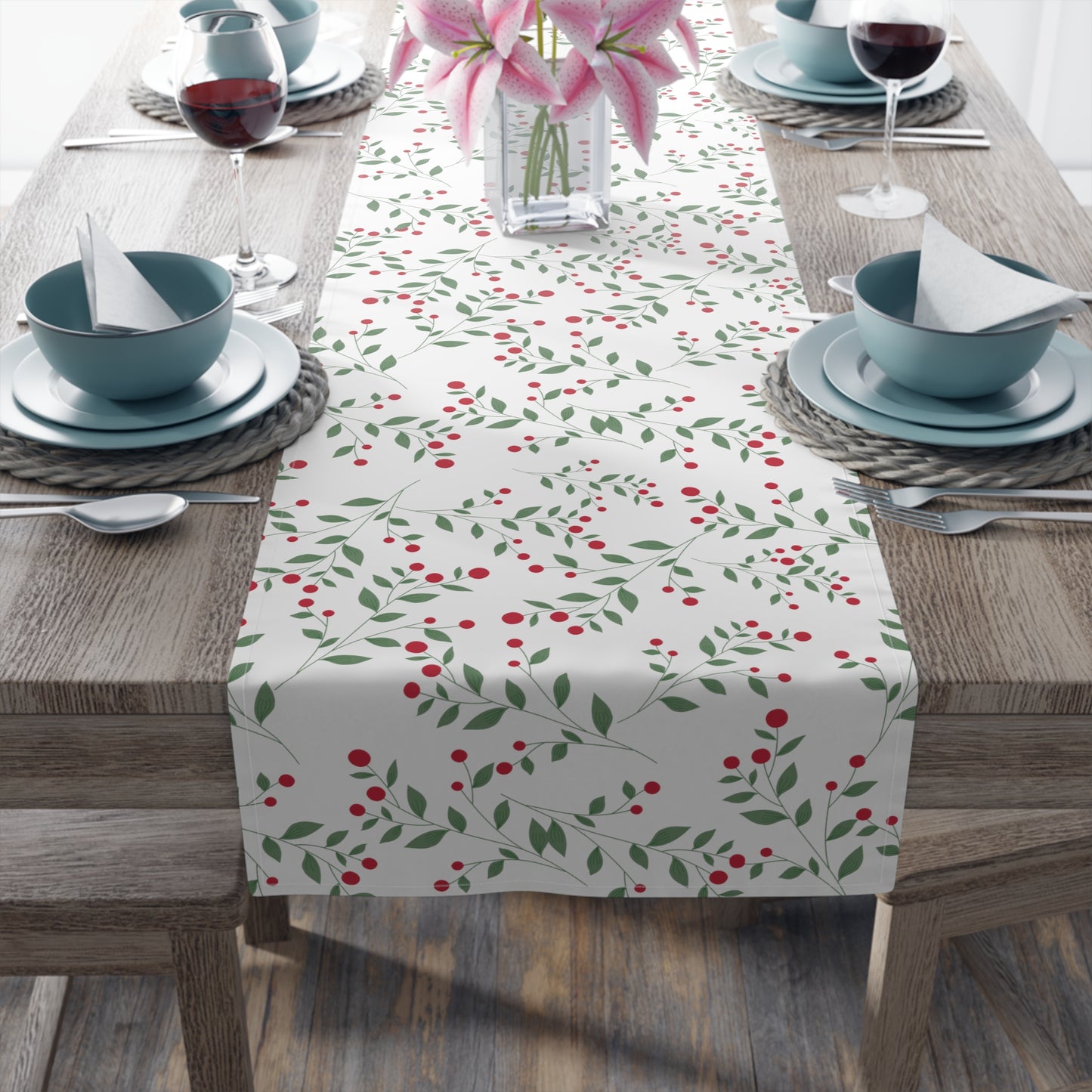Christmas Table Runner / Christmas Berry Decor