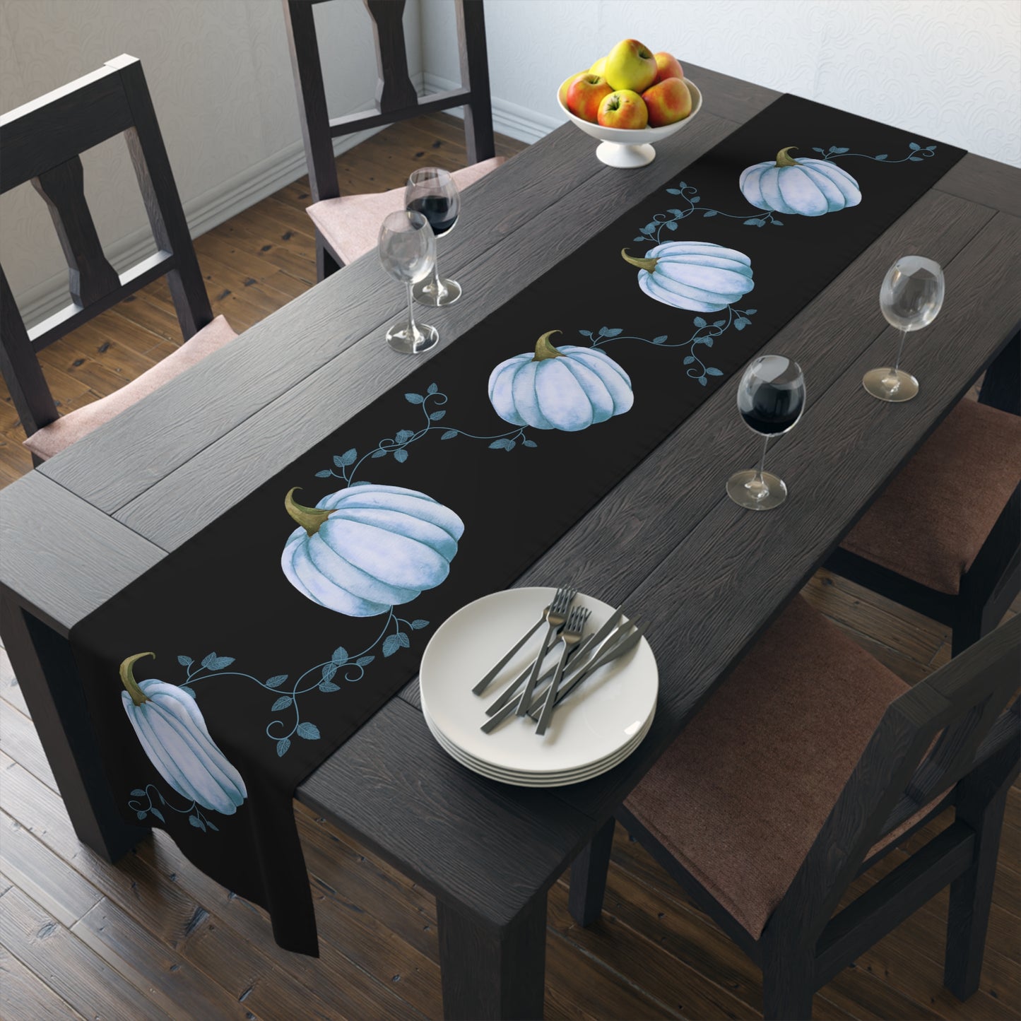 Blue Pumpkin Fall Table Runner