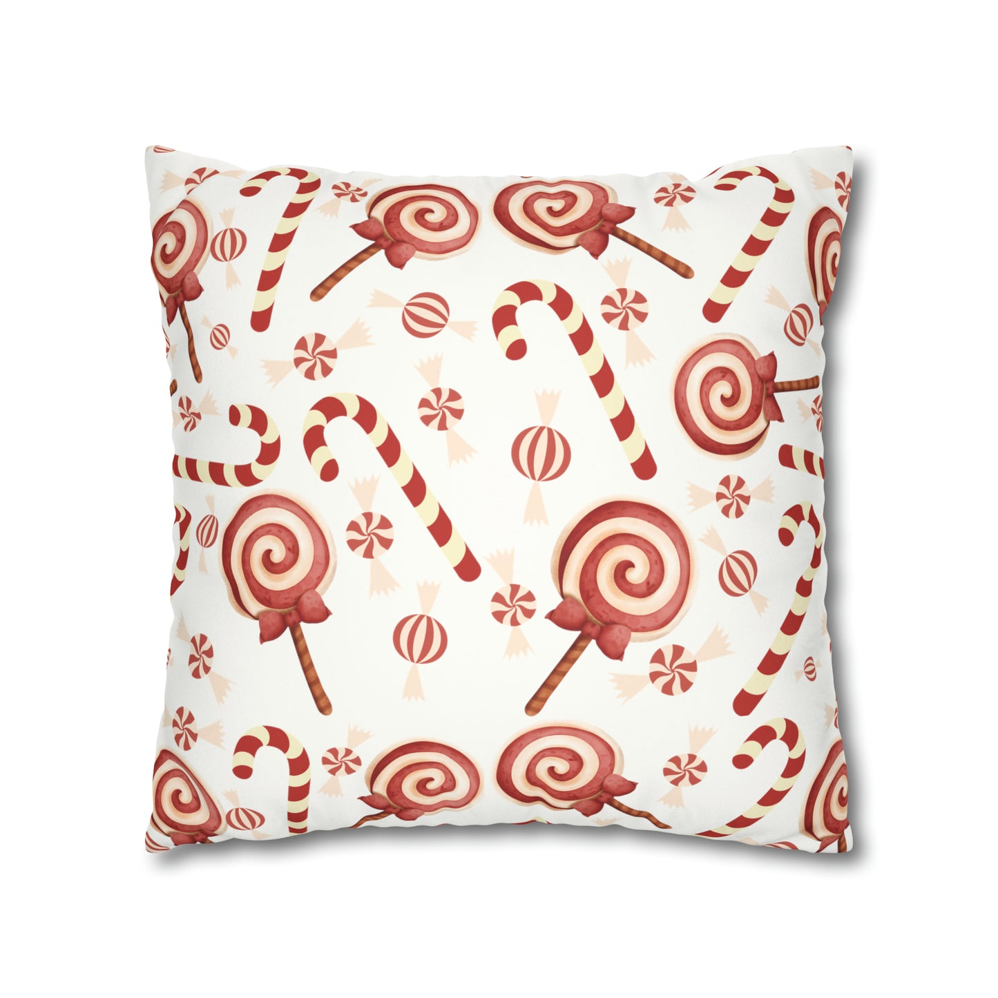 Christmas Candy Cane Pillow Case / Faux Suede Pillow Cover