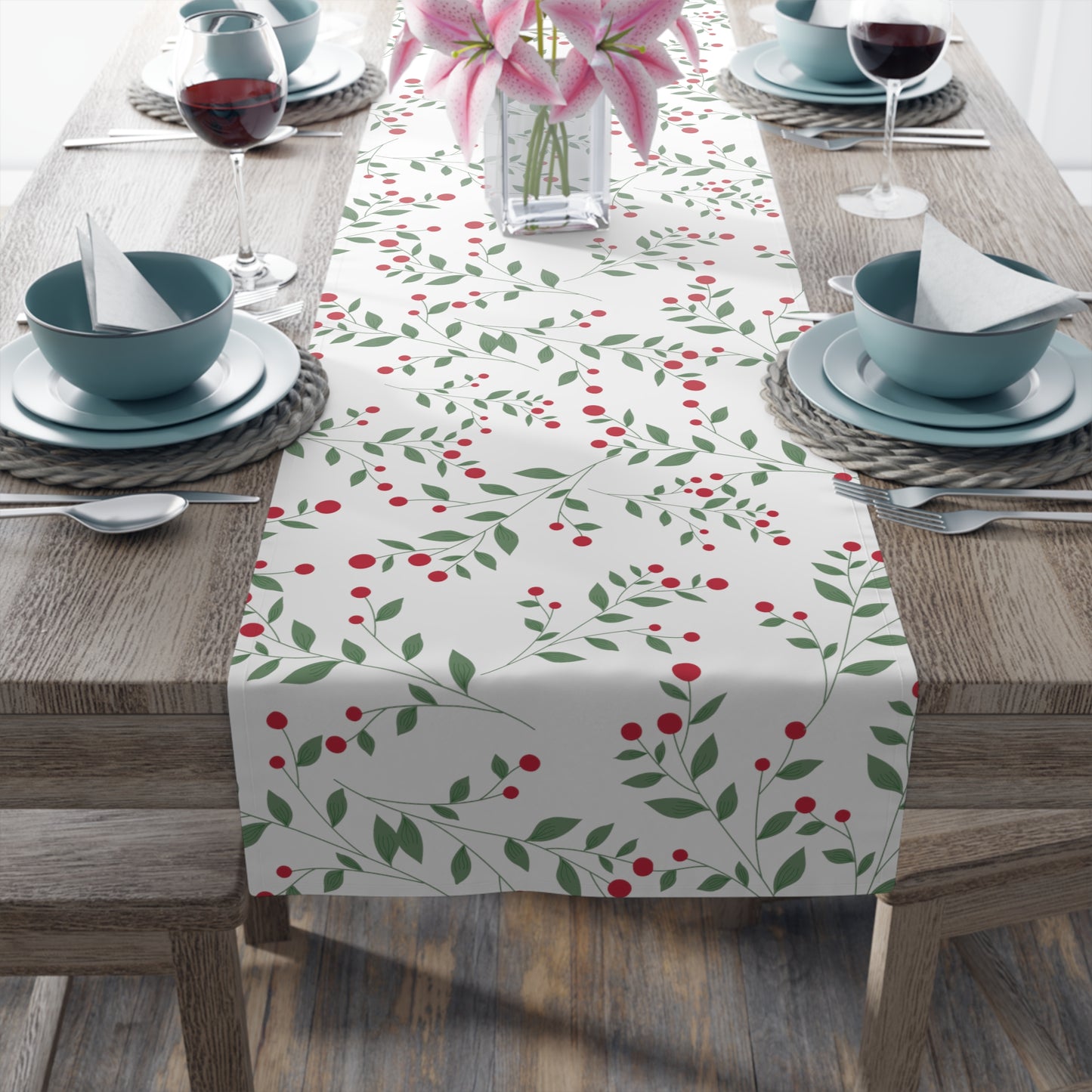 Christmas Table Runner / Christmas Berry Decor