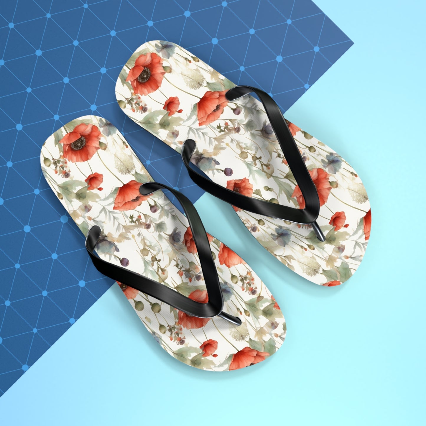 Poppy Print Flip Flops / Women's Flip Flops