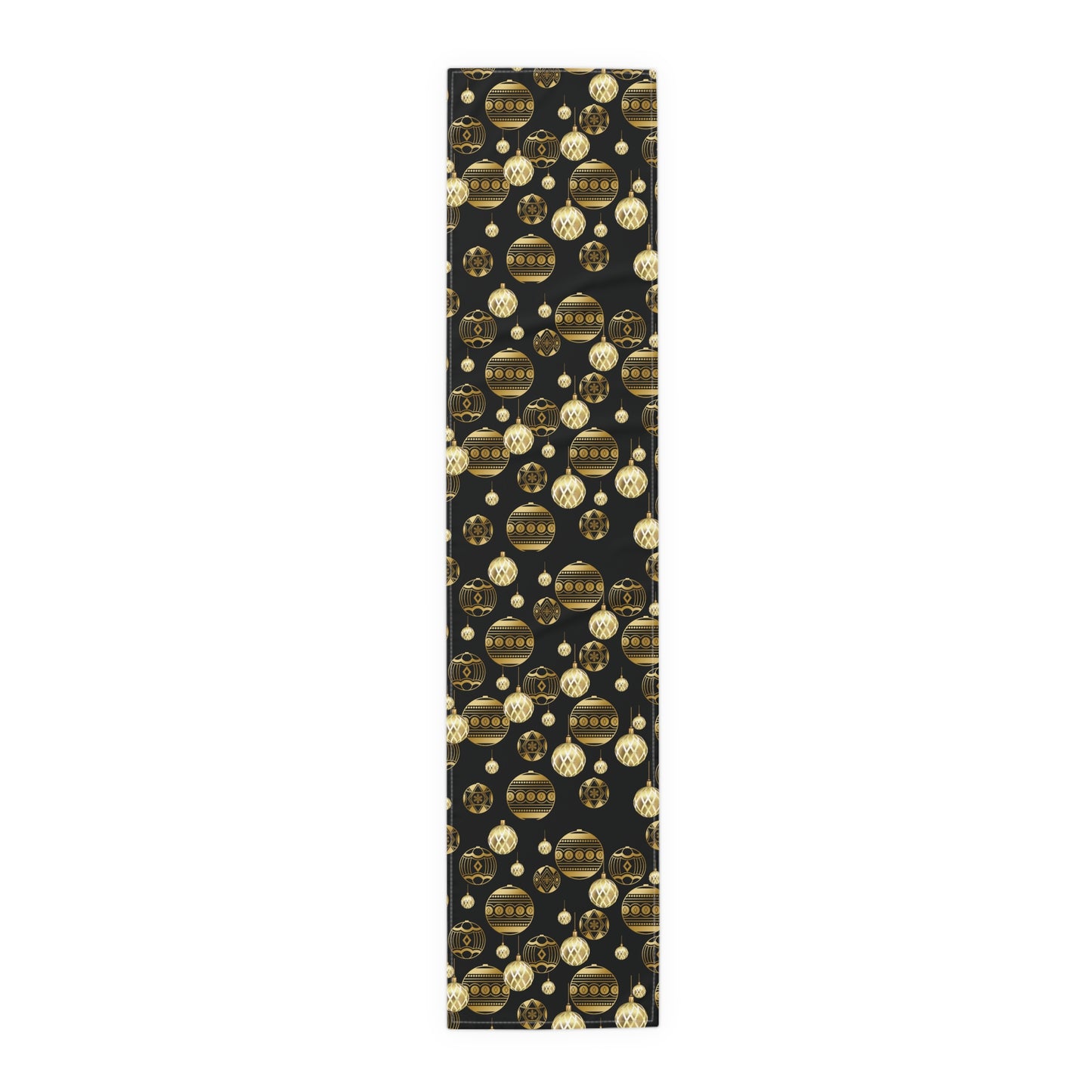 Christmas Table Runner / Black and Gold Ornament Table Runner
