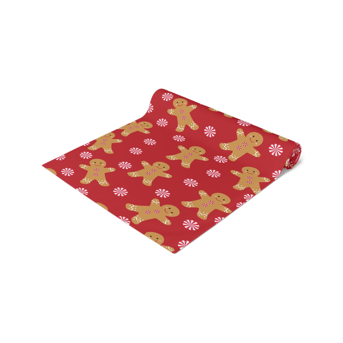 Red Christmas Gingerbread Man Table Runner