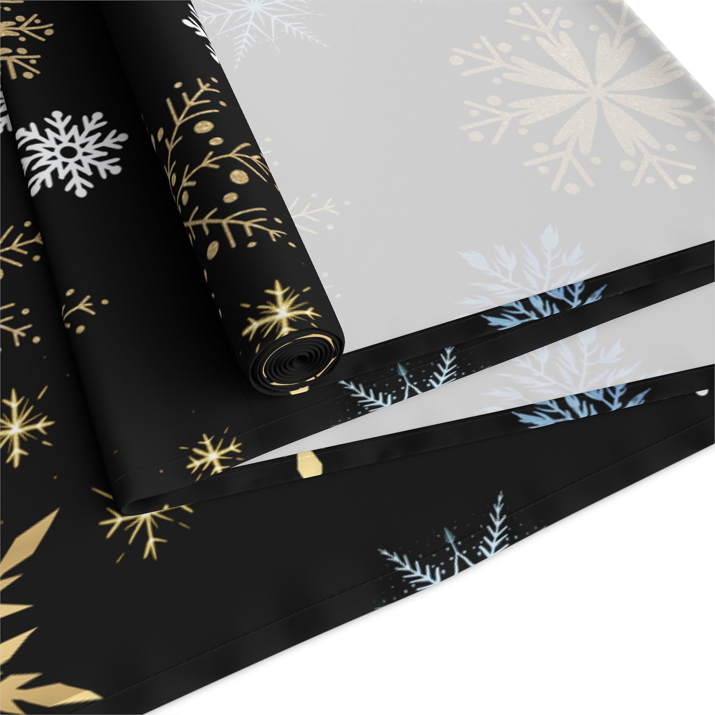Blue And Gold Christmas Snowflake Table Runner