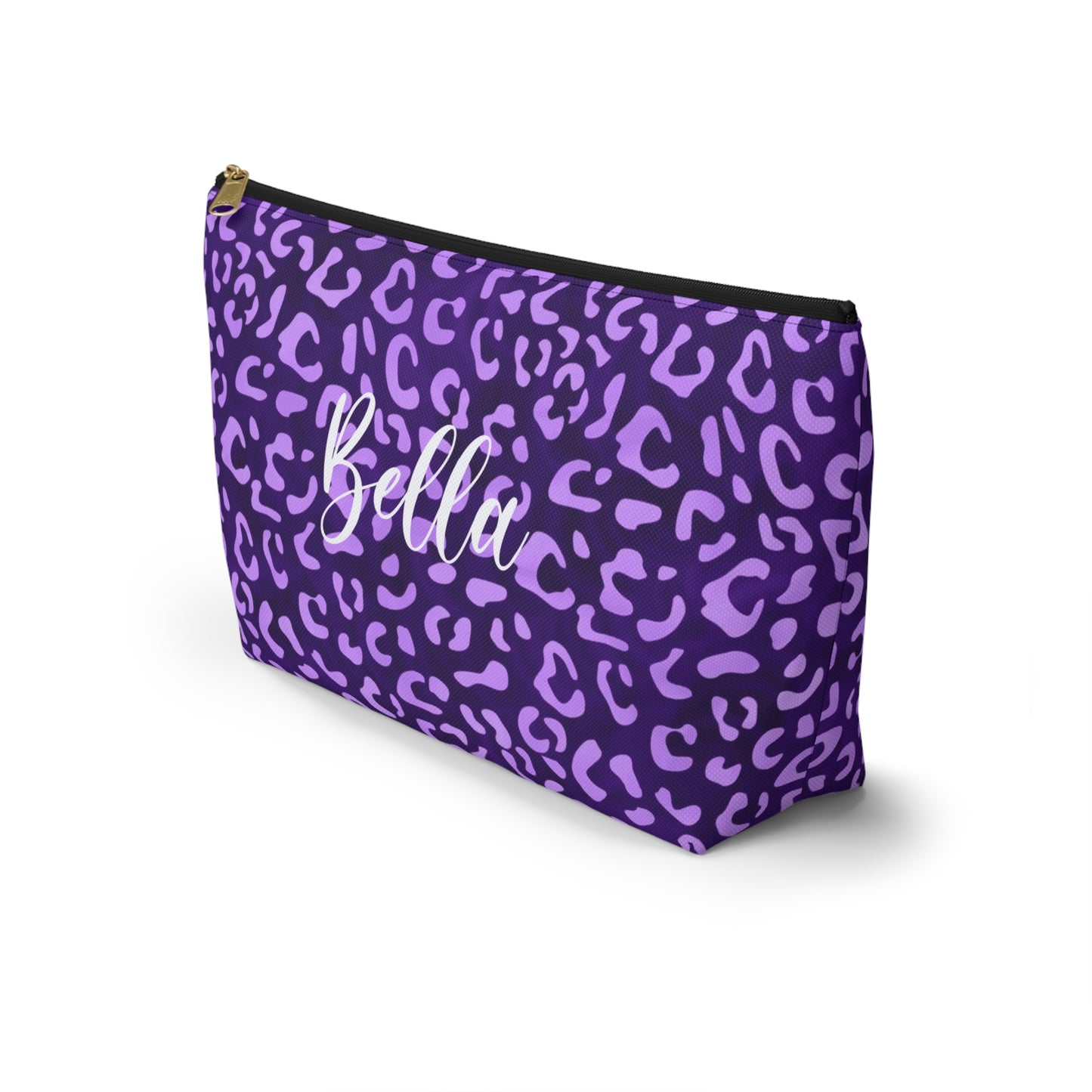 Leopard Print Makeup Bag / Personalized Purple Cosmetic Bag