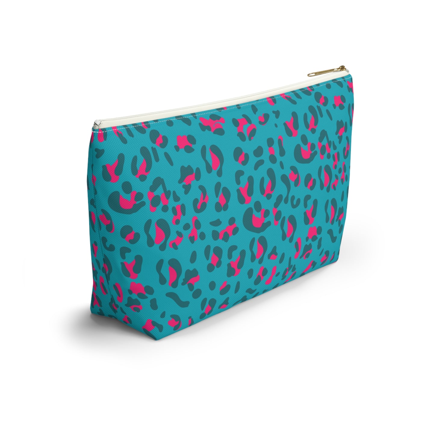 Personalized Blue Leopard Print Makeup Bag