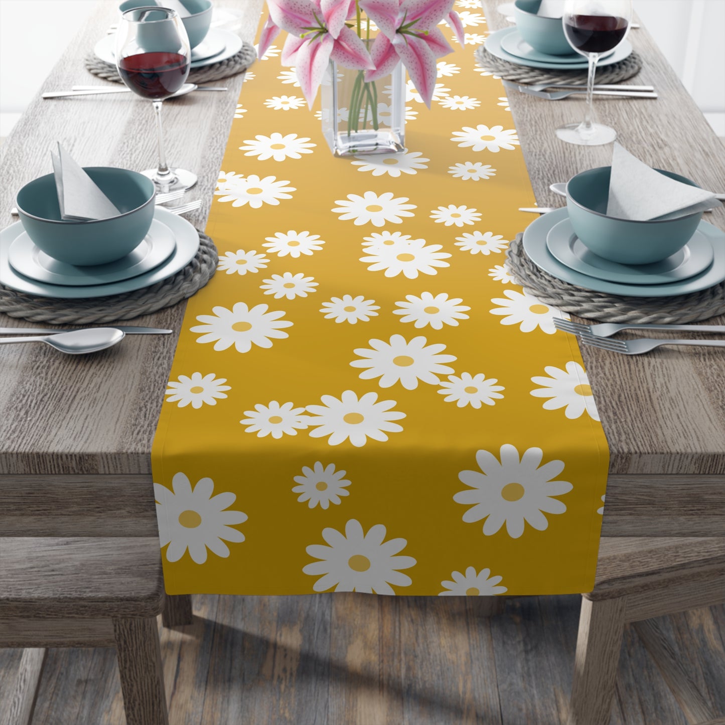 Mustard Yellow Table Runner / Daisy Table Runner