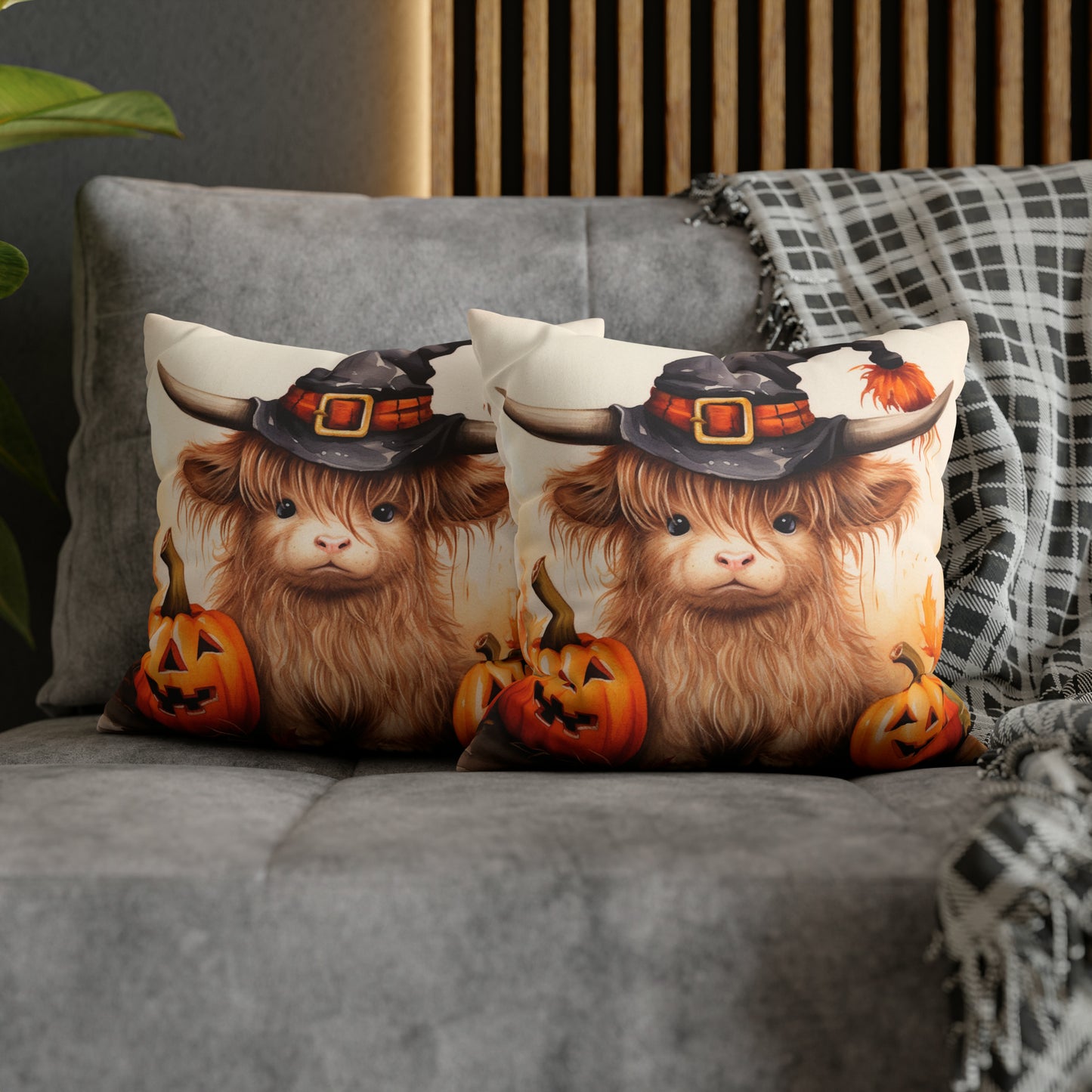 Halloween Highland Cow Pillow Case