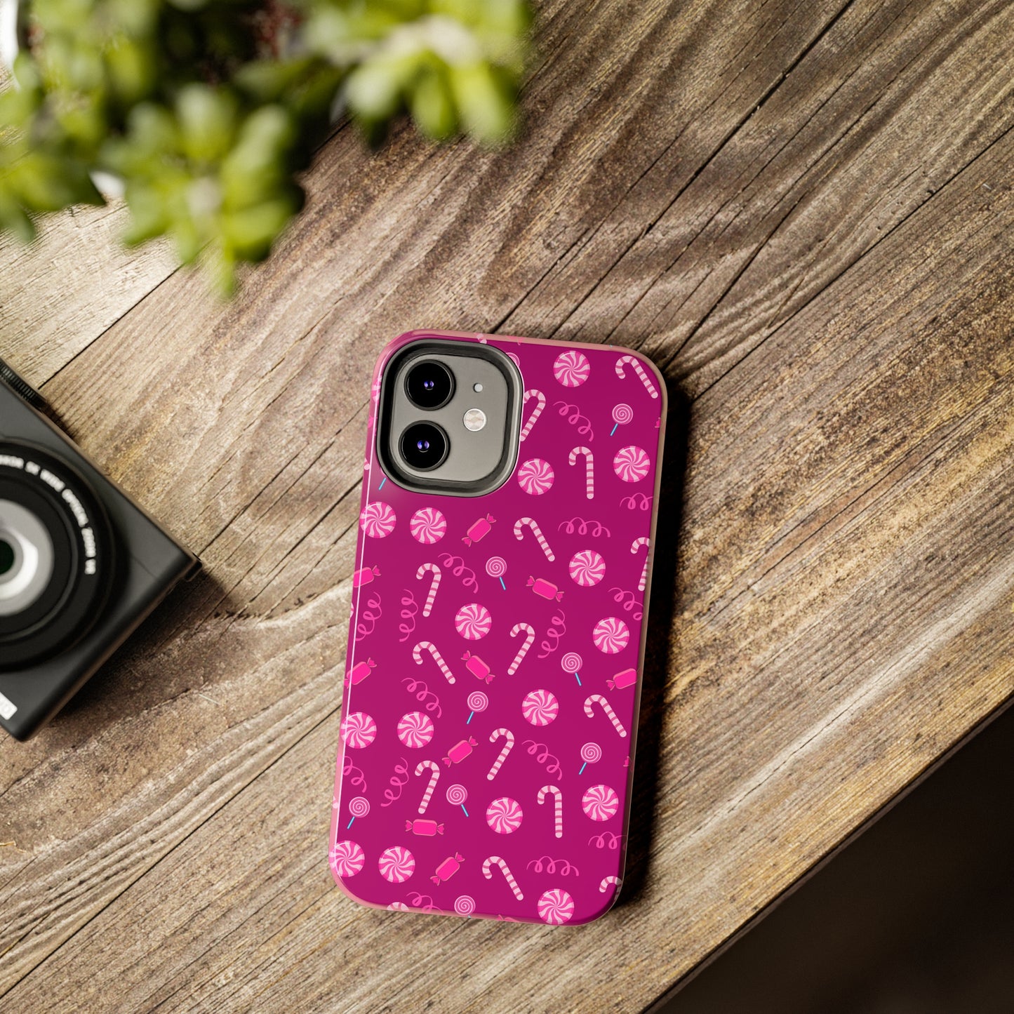 Pink Christmas Candy Cane Phone Case
