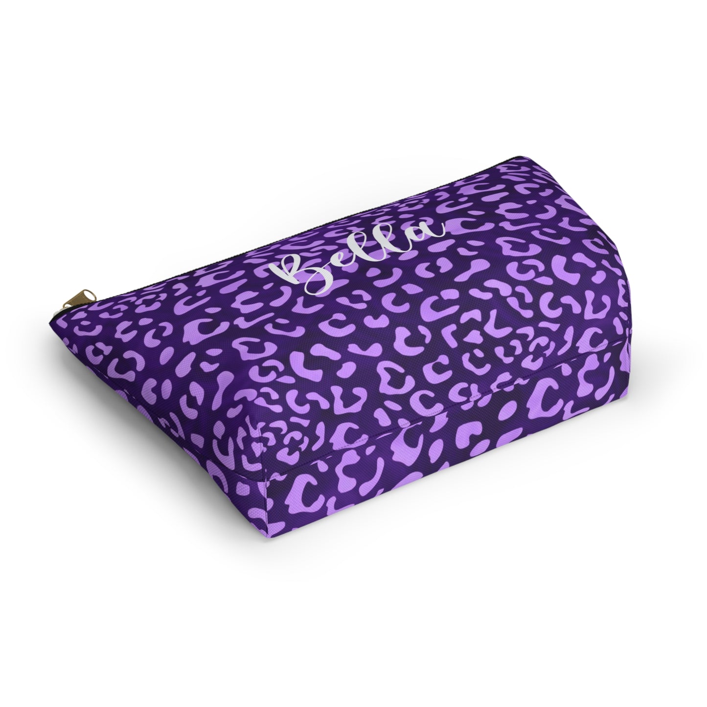 Leopard Print Makeup Bag / Personalized Purple Cosmetic Bag