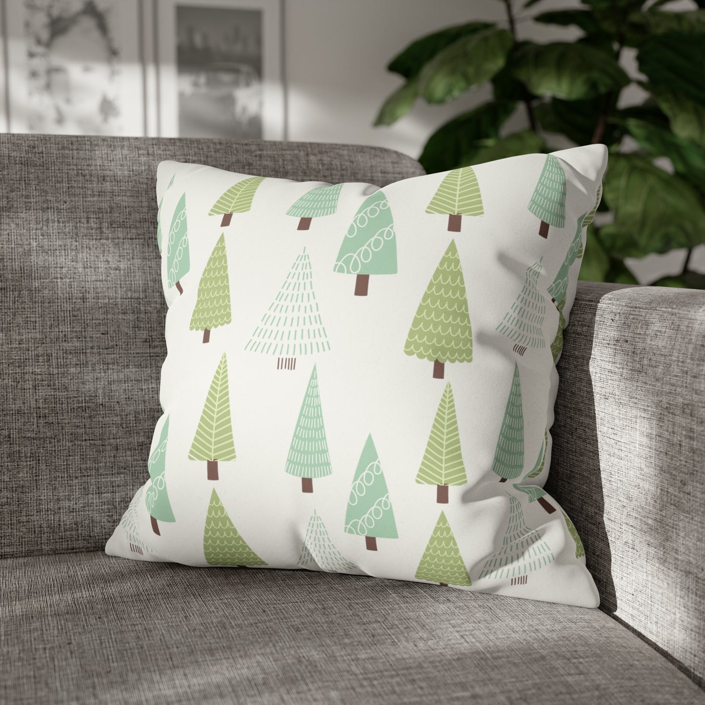 Green Christmas Tree Pillow Case