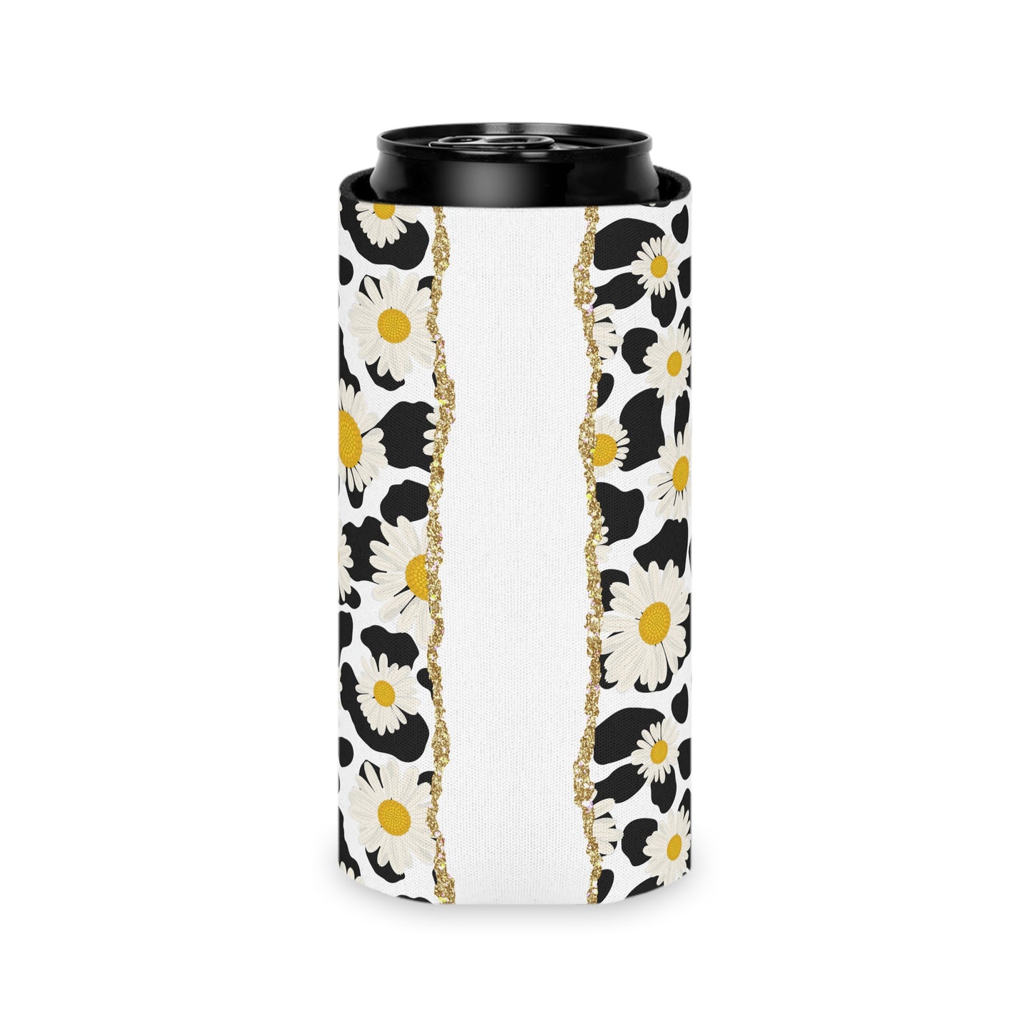 Personalized Cow Print Can Koozie / Daisy Can Cooler