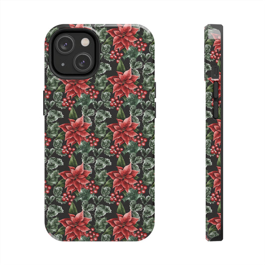 christmas red poinsettia phone case