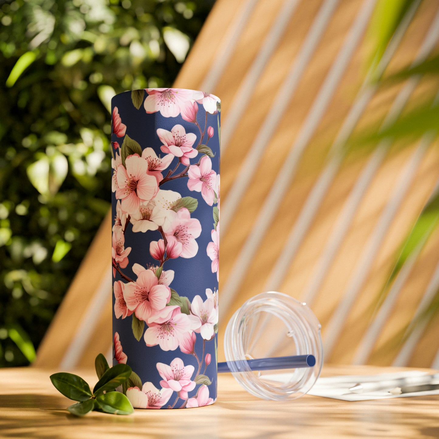 Cherry Blossom Skinny Tumbler with Straw, 20oz