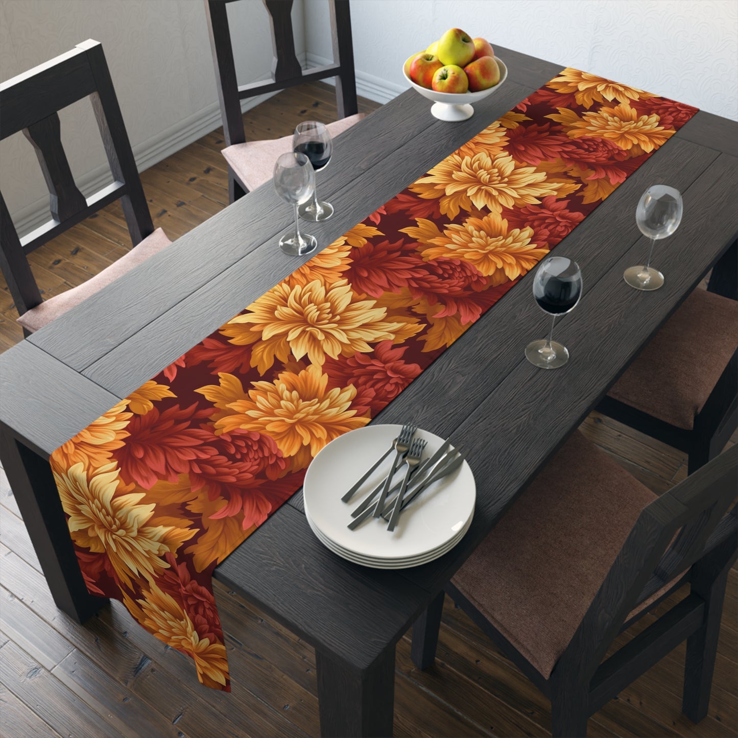 Fall Table Runner, Fall Dahlia Table Runner