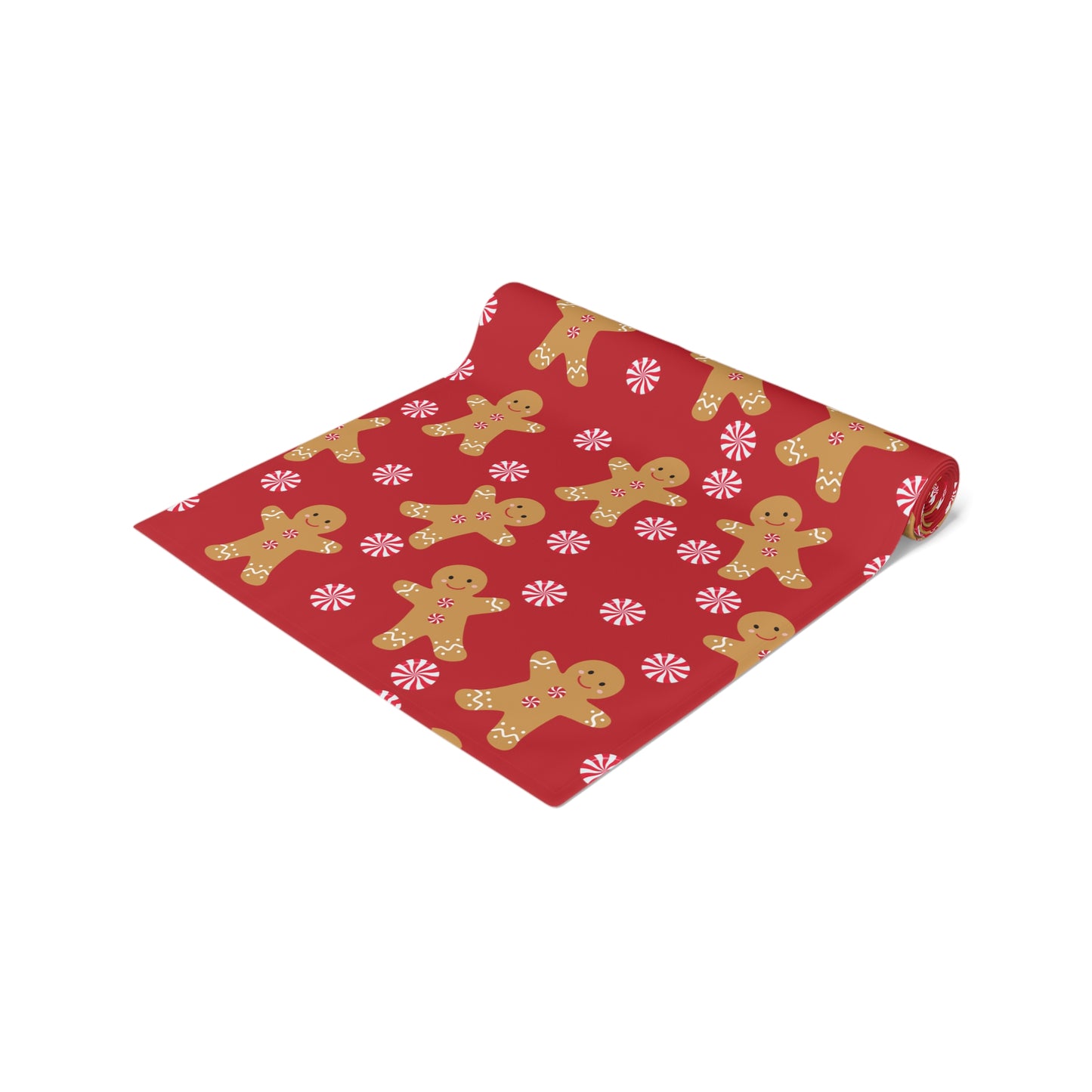 Red Christmas Gingerbread Man Table Runner