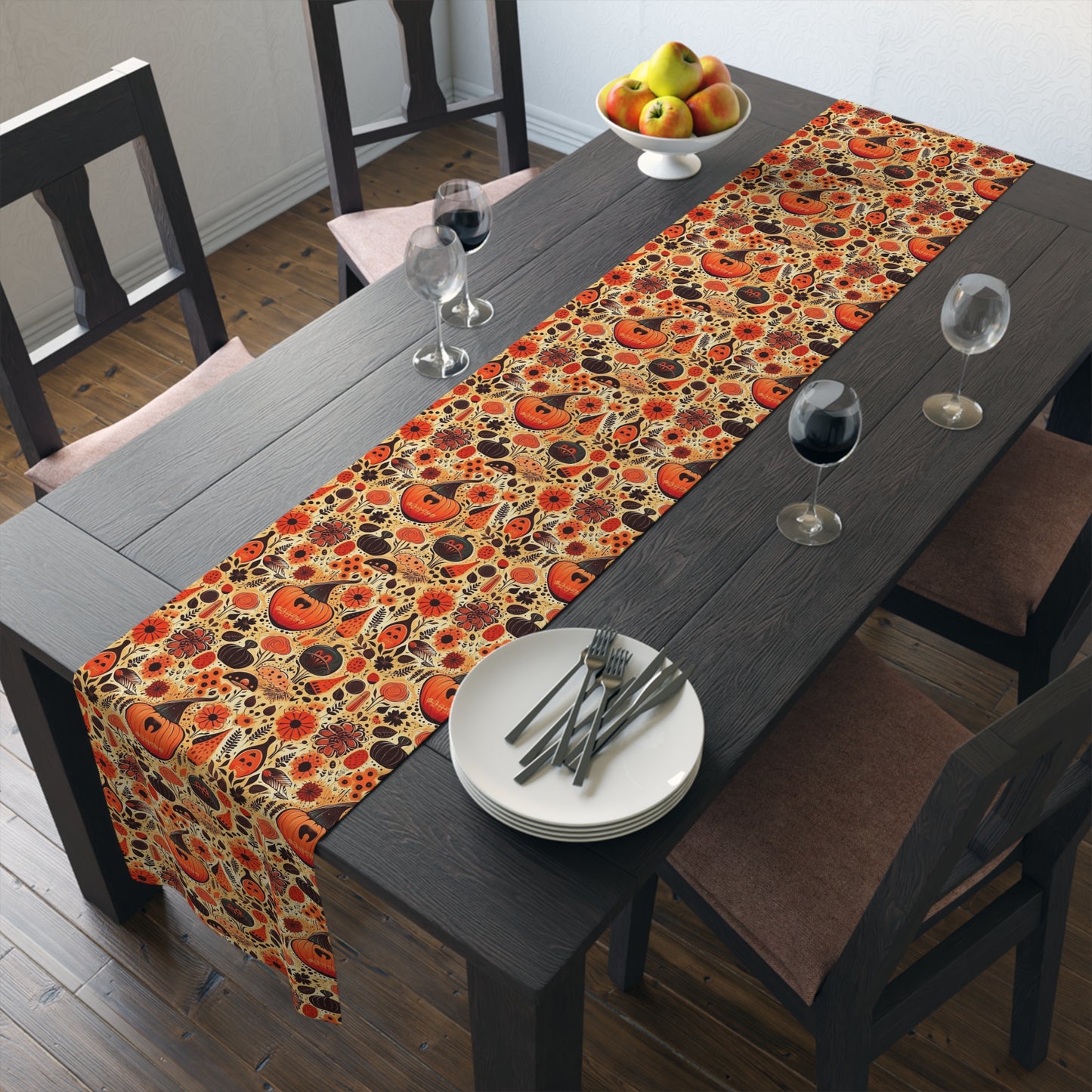 Fall Orange Pumpkin Table Runner