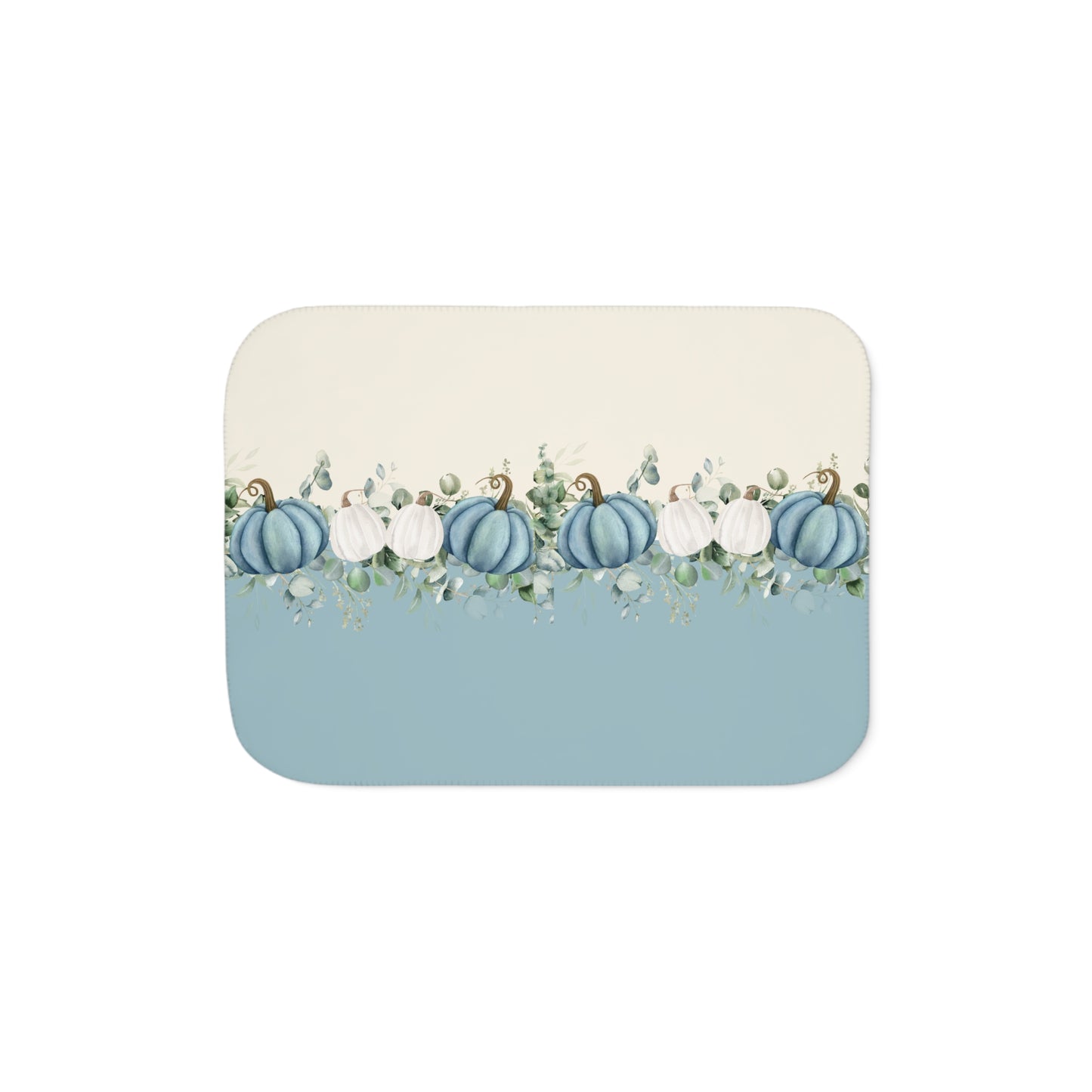 Blue Pumpkin Fall Sherpa Blanket