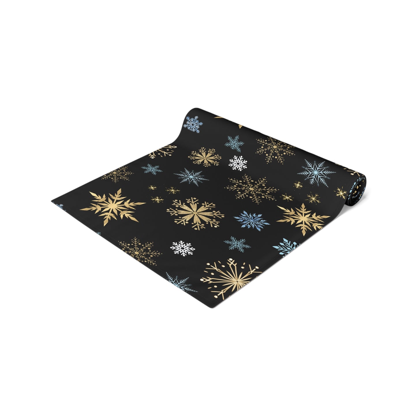 Blue And Gold Christmas Snowflake Table Runner