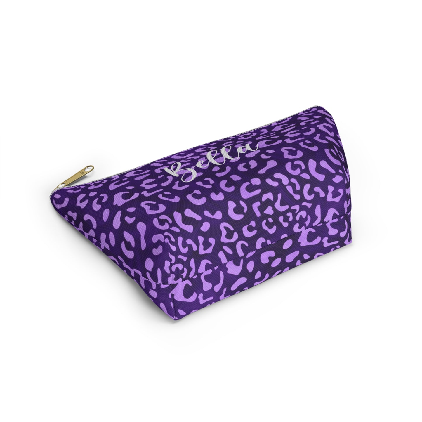 Leopard Print Makeup Bag / Personalized Purple Cosmetic Bag