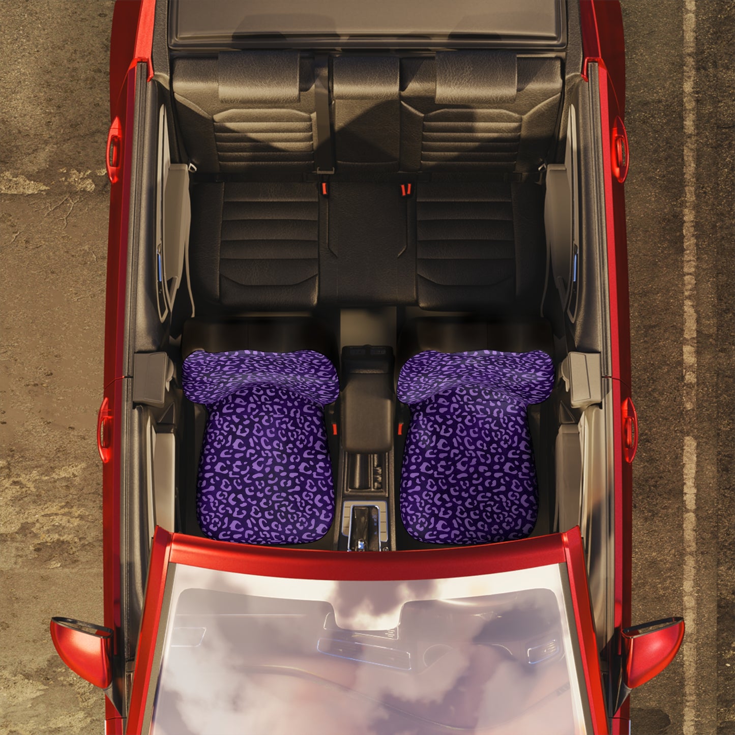 Purple Leopard Print Car Seat Covers