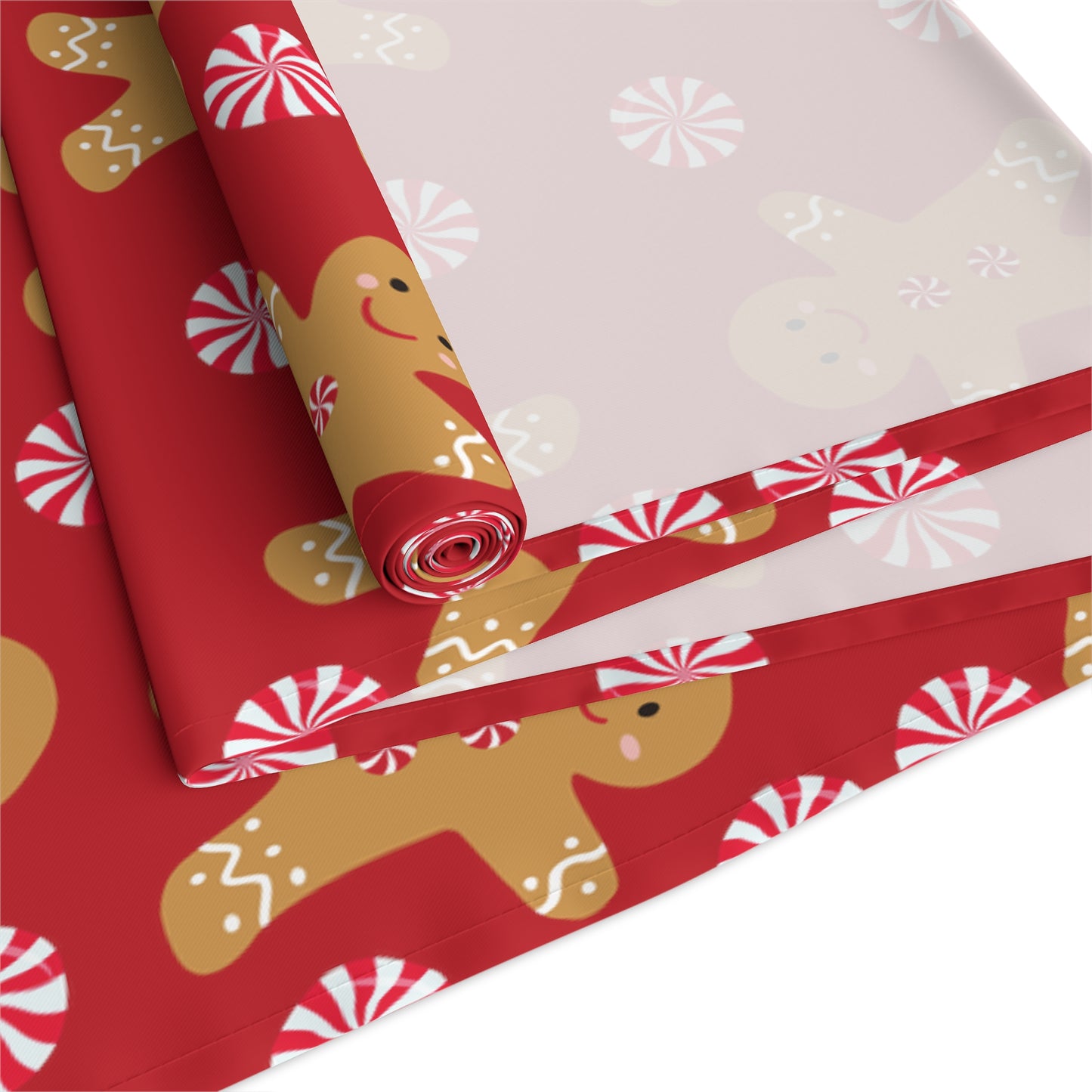 Red Christmas Gingerbread Man Table Runner