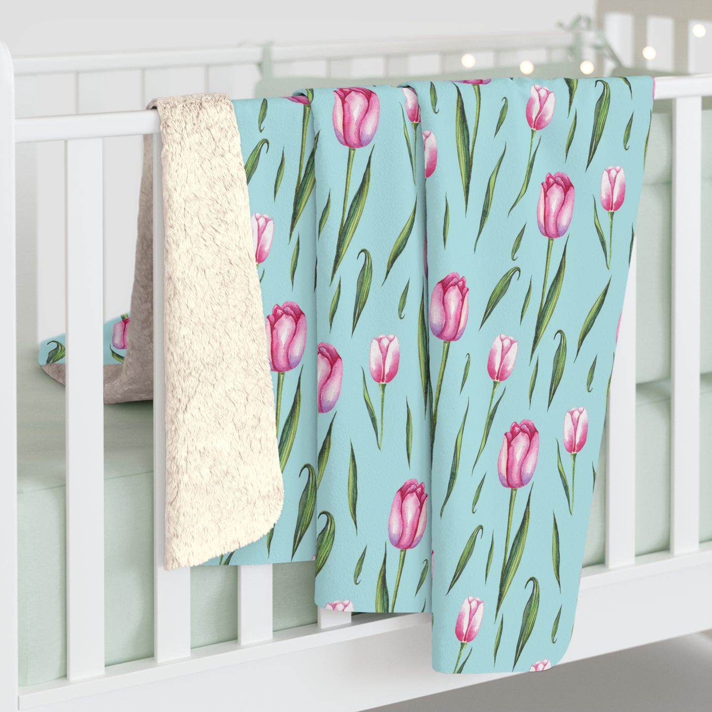 Spring Tulip Floral Sherpa Blanket