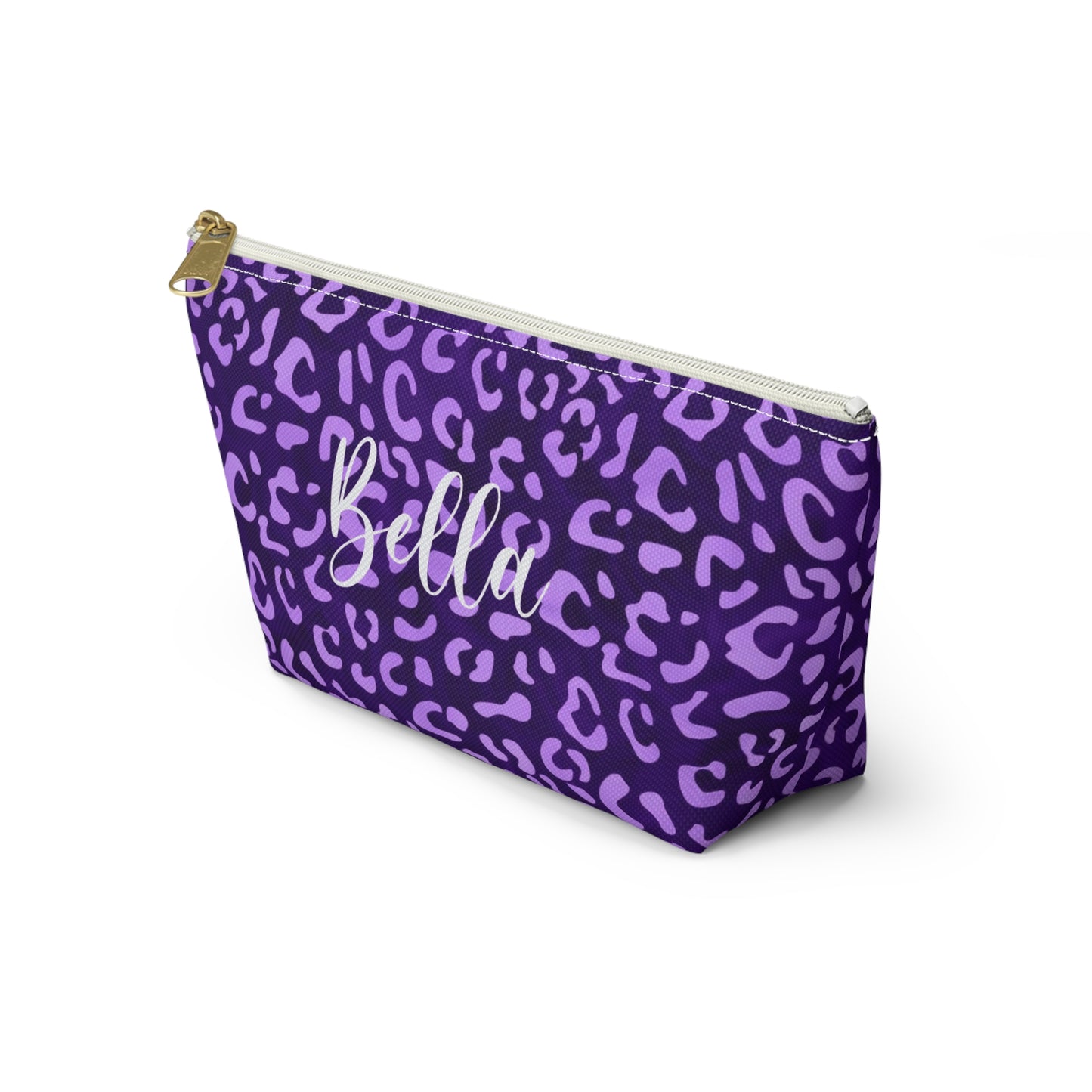 Leopard Print Makeup Bag / Personalized Purple Cosmetic Bag