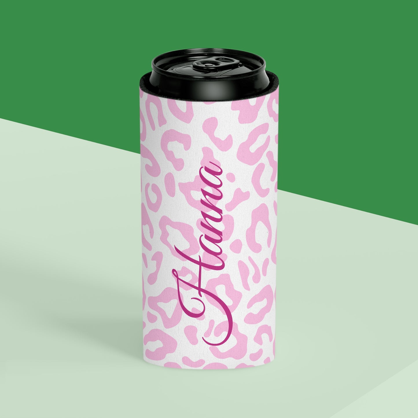 Leopard Print Can Cooler / Personalized Name Koozie