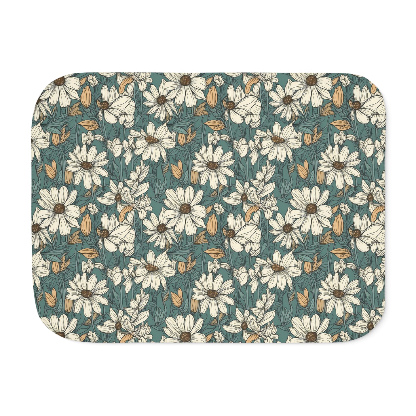 Green Daisy Sherpa Blanket