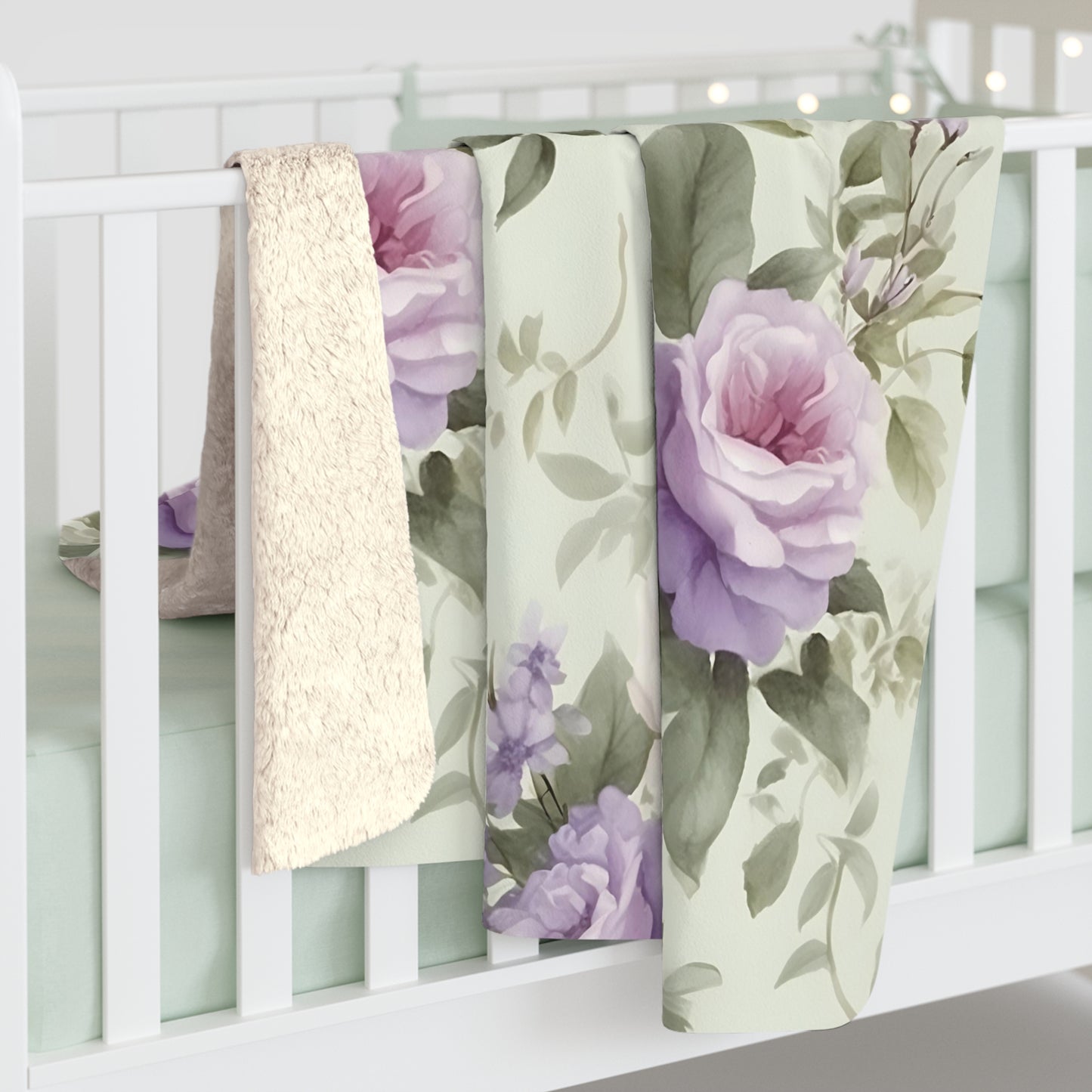 Purple Rose Floral Sherpa Blanket