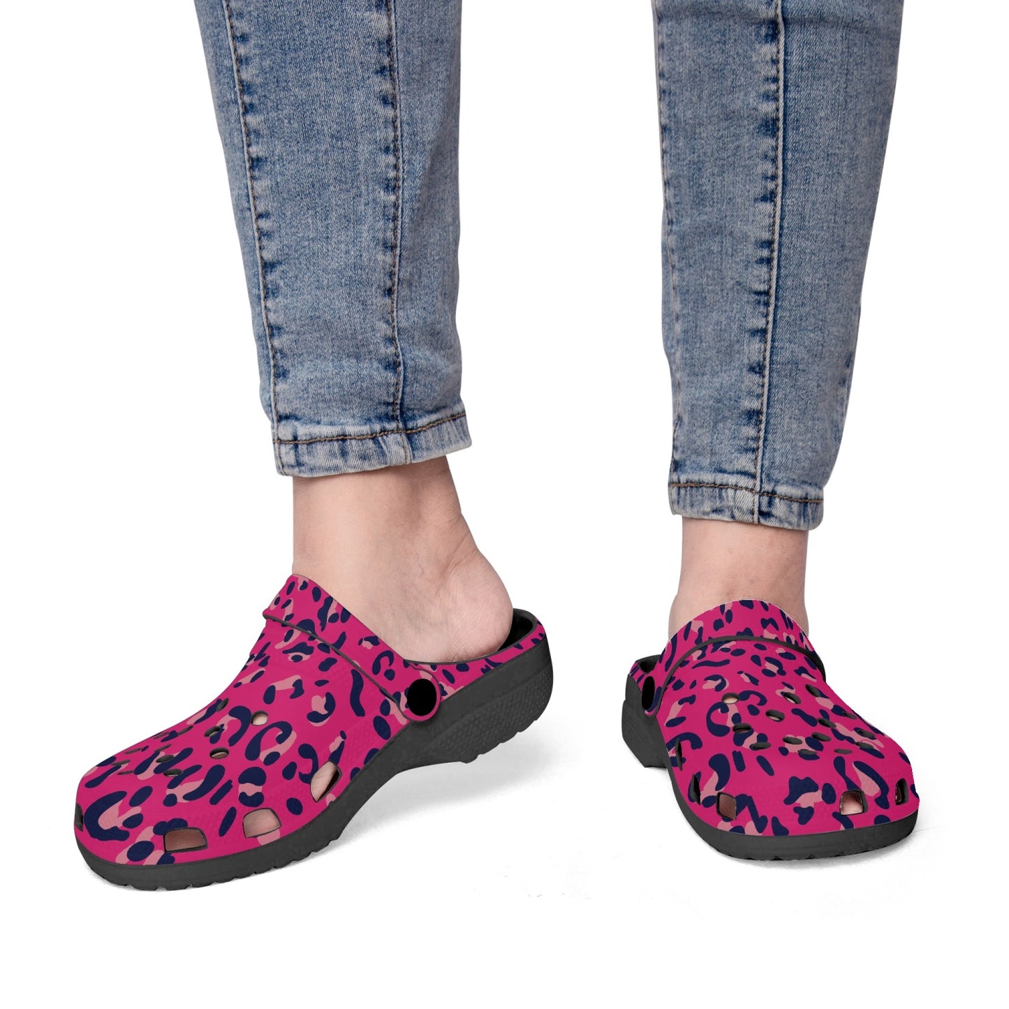 Girl's Pink Leopard Print Clogs