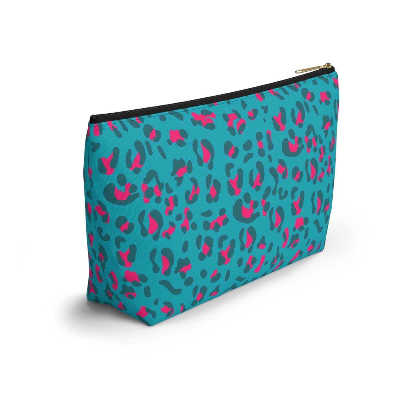 Personalized Blue Leopard Print Makeup Bag