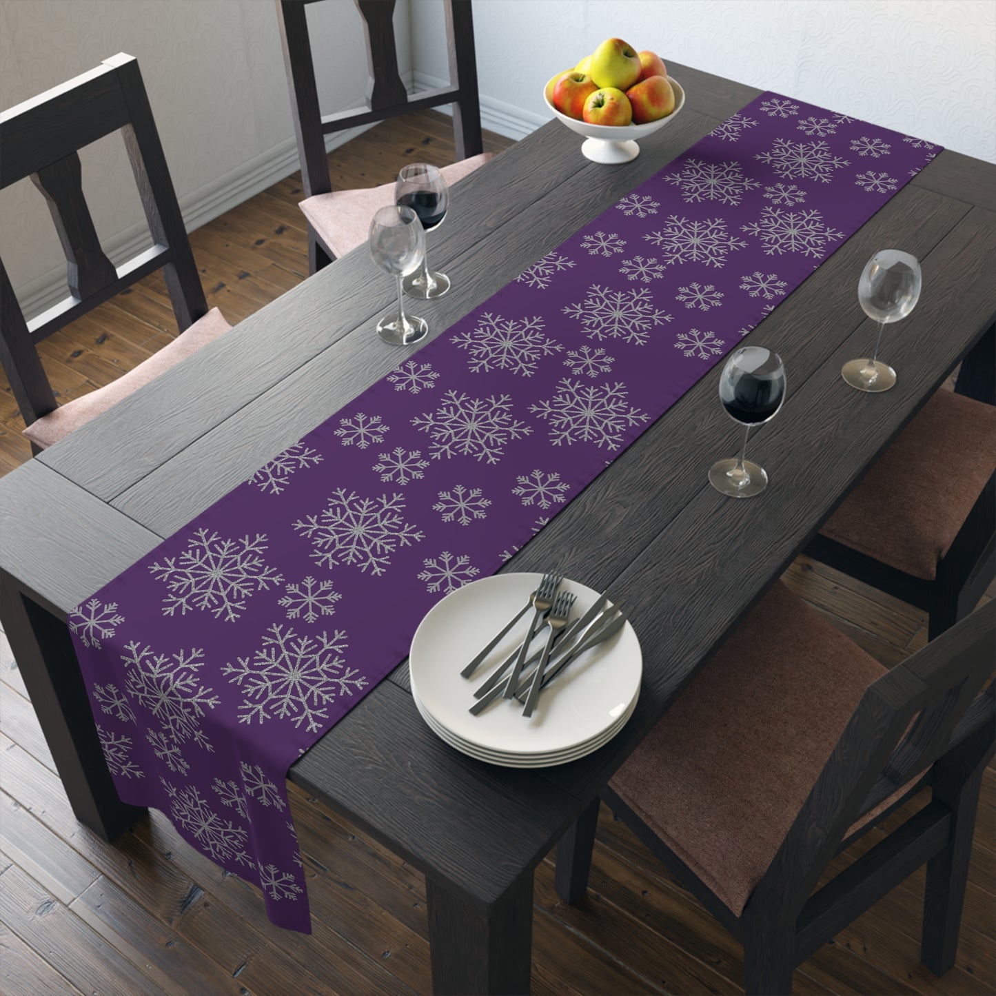 Purple Christmas Table Runner / Snowflake Table Runner