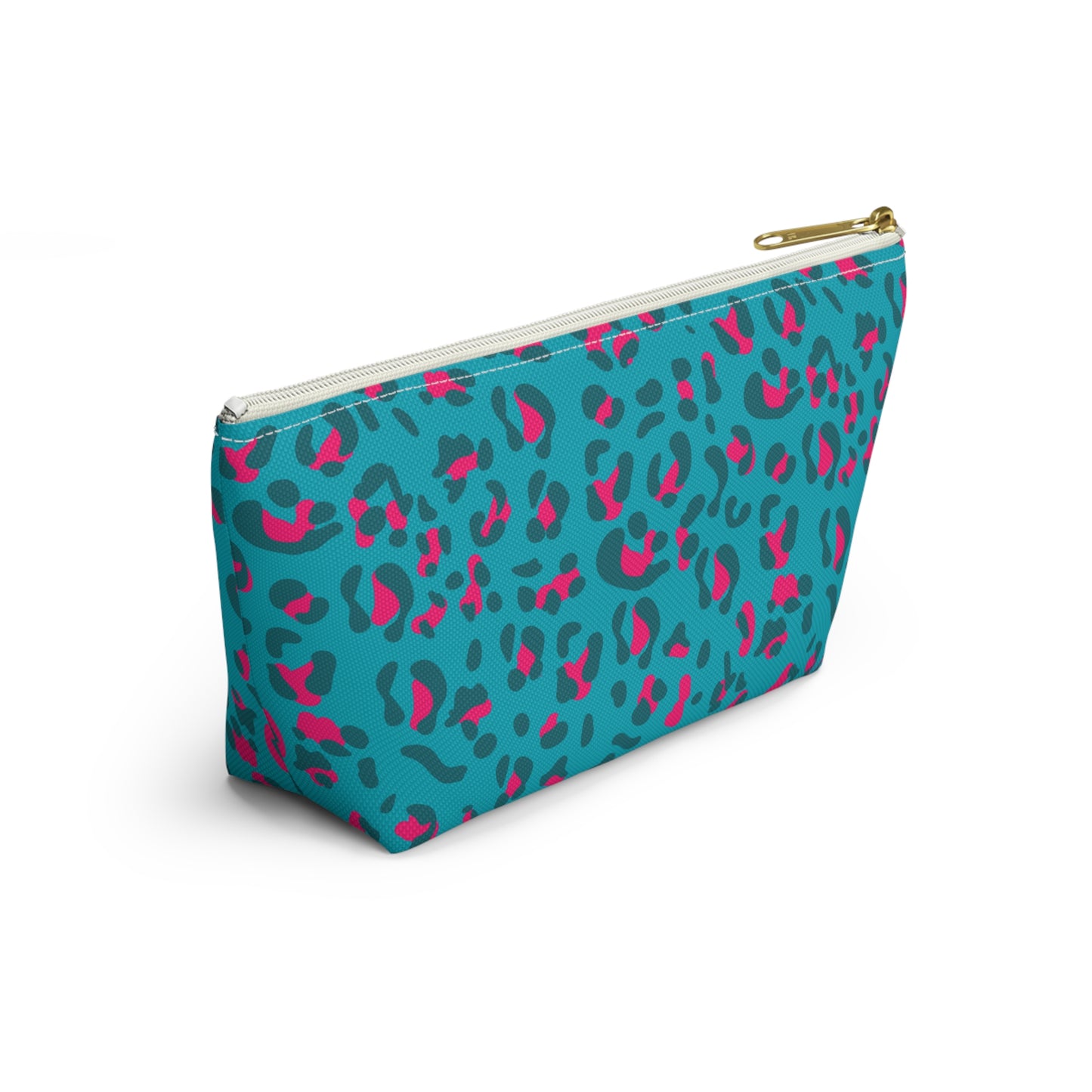 Personalized Blue Leopard Print Makeup Bag