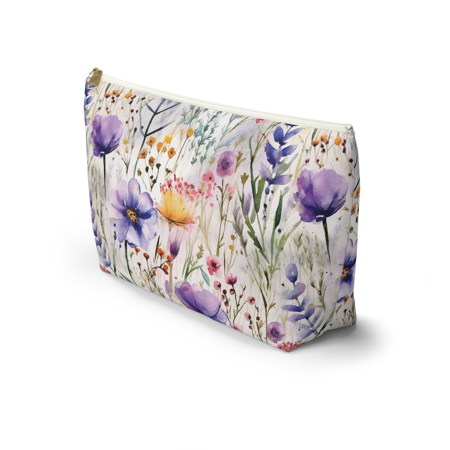 Watercolor Flower Makeup Bag