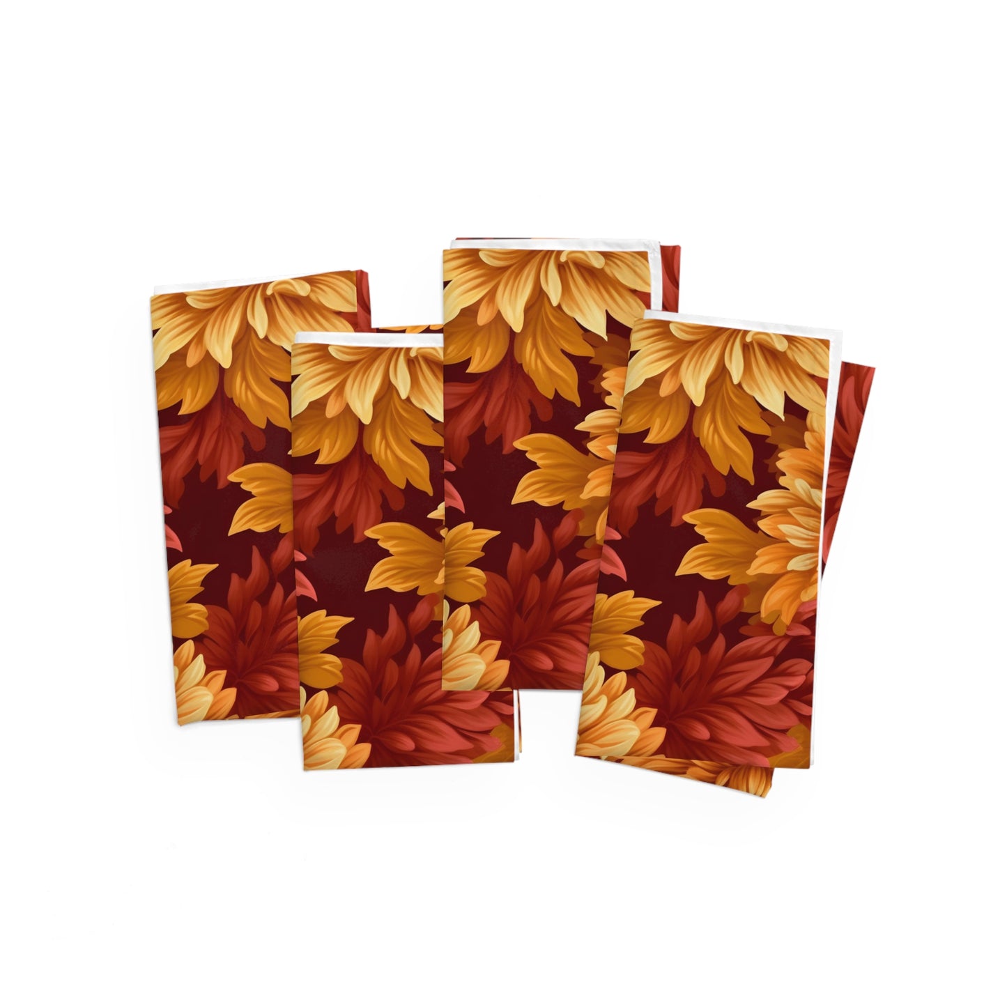 Fall Dahlia Napkins / Autumn Napkins / Set of 4