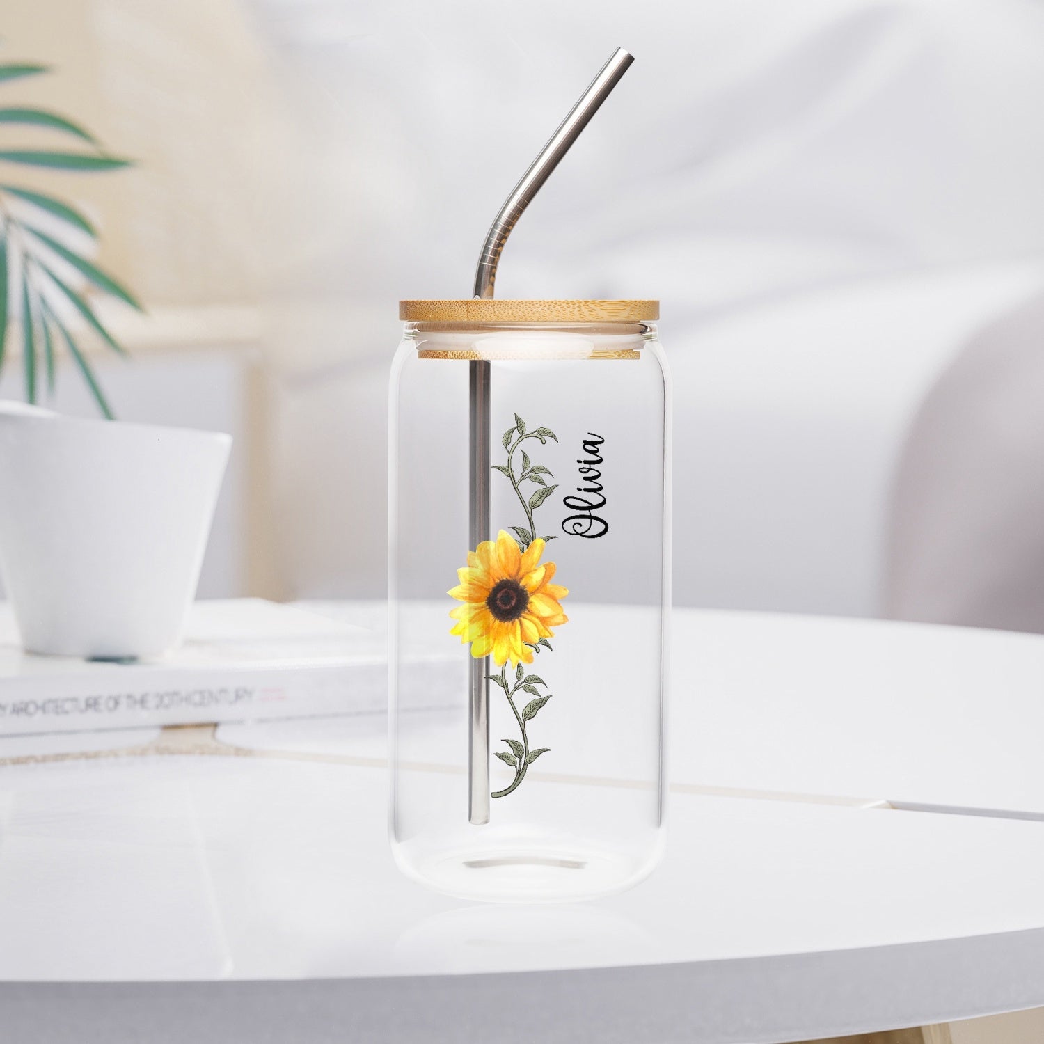 Glass Cups With Lid and Straw, Flower Glass Cups, Floral Glass Coffee Cup, Glass  Tumbler, Glass Tumbler With Straw and Lid, Iced Coffee Cup 