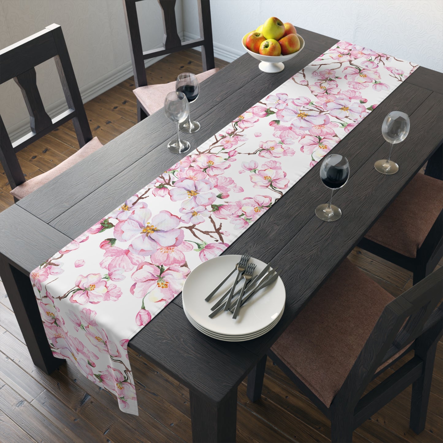 Cherry Blossom Table Runner / Pink Floral Table Runner