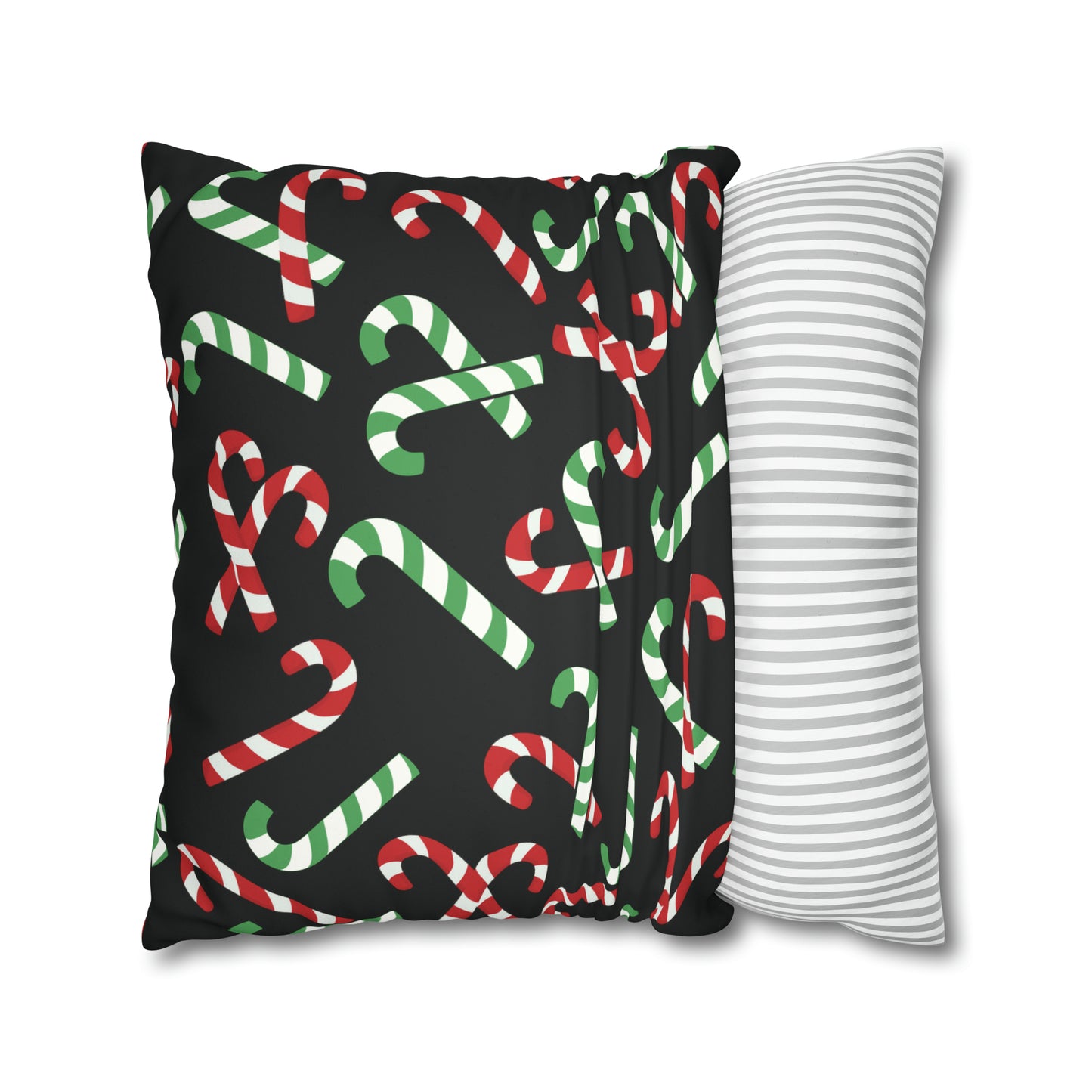 Christmas Candy Cane Pillow Case / Faux Suede Pillow Cover