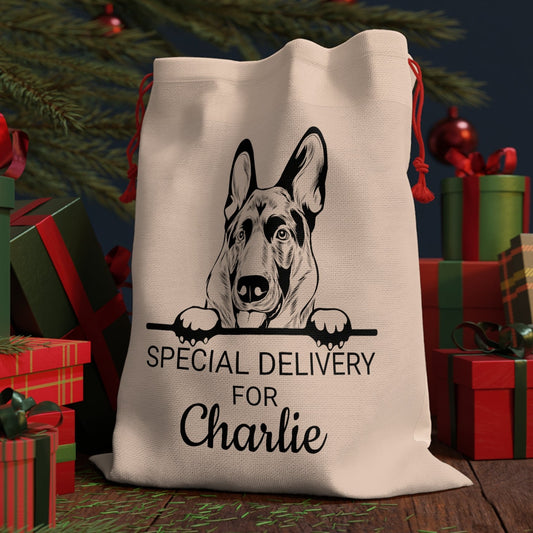 german shepherd dog santa sack
