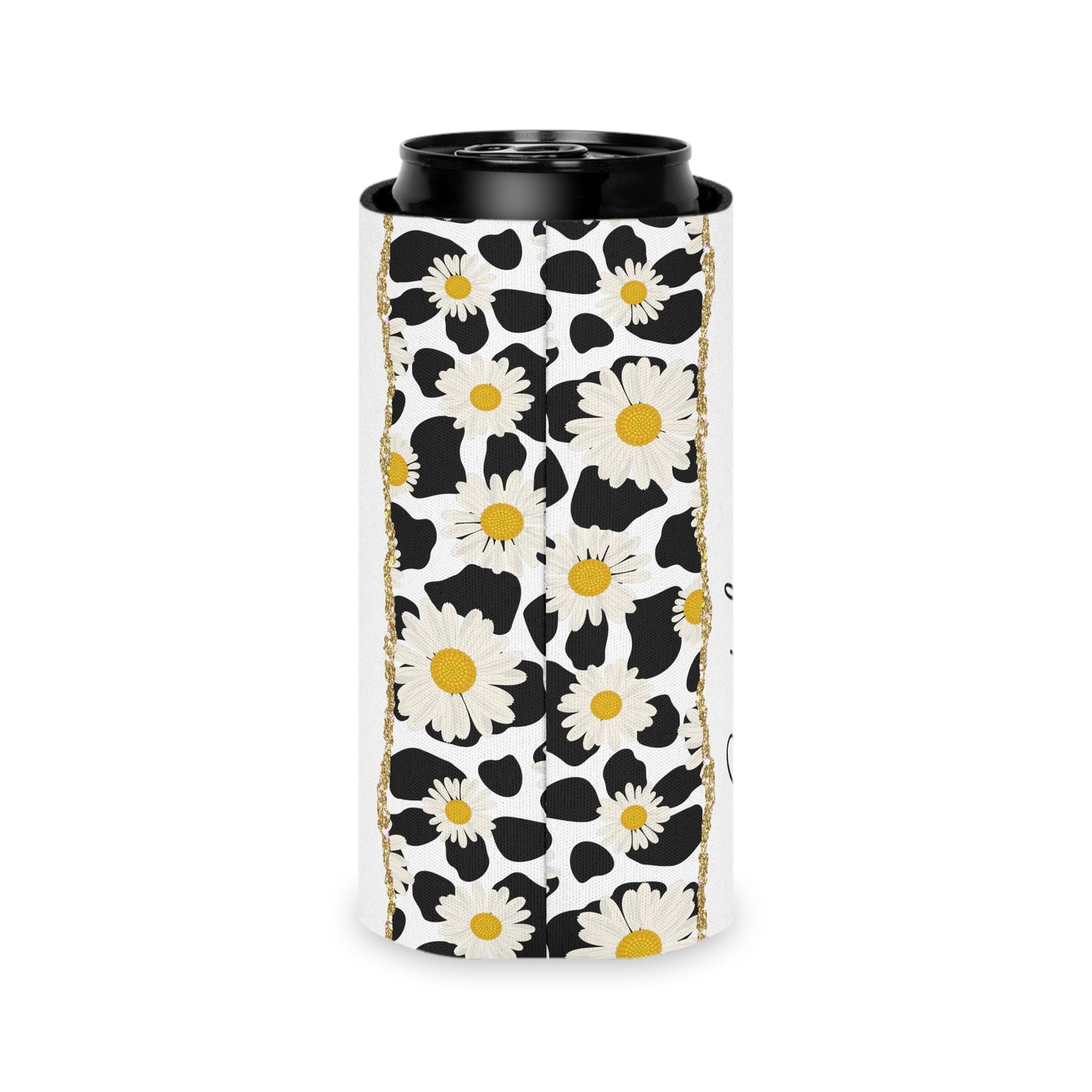 Personalized Cow Print Can Koozie / Daisy Can Cooler