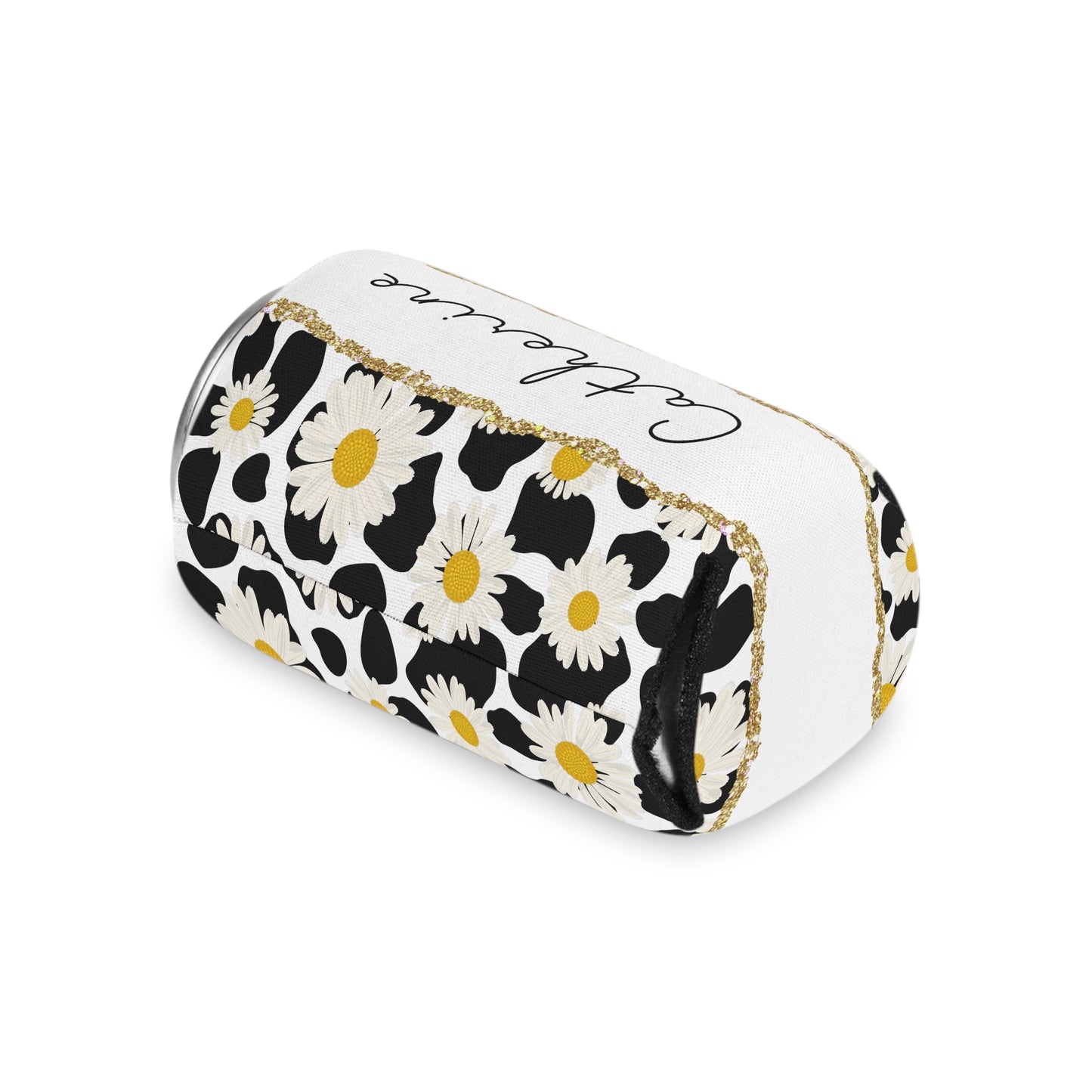 Personalized Cow Print Can Koozie / Daisy Can Cooler