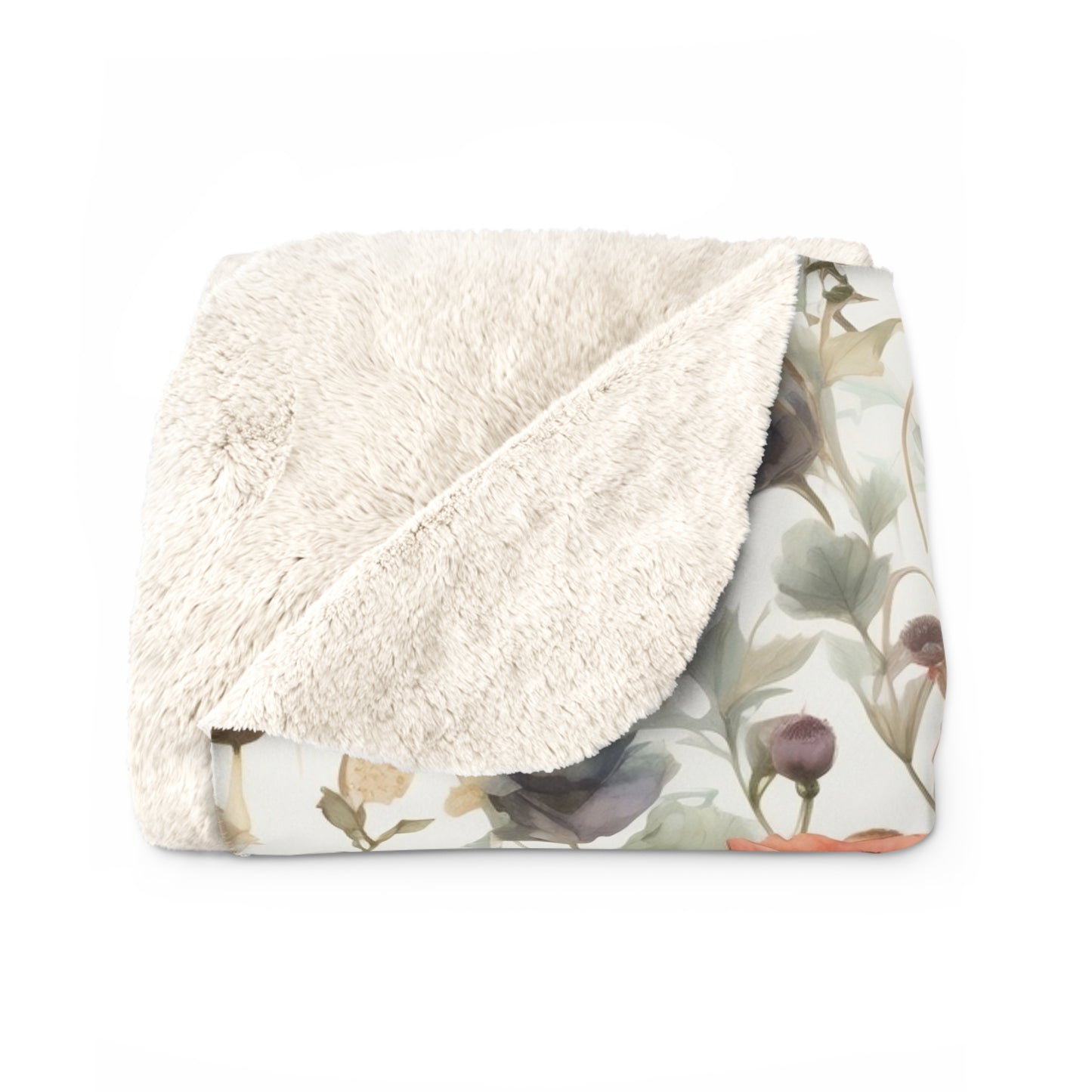 Poppy Blanket / Watercolor Floral Sherpa Blanket
