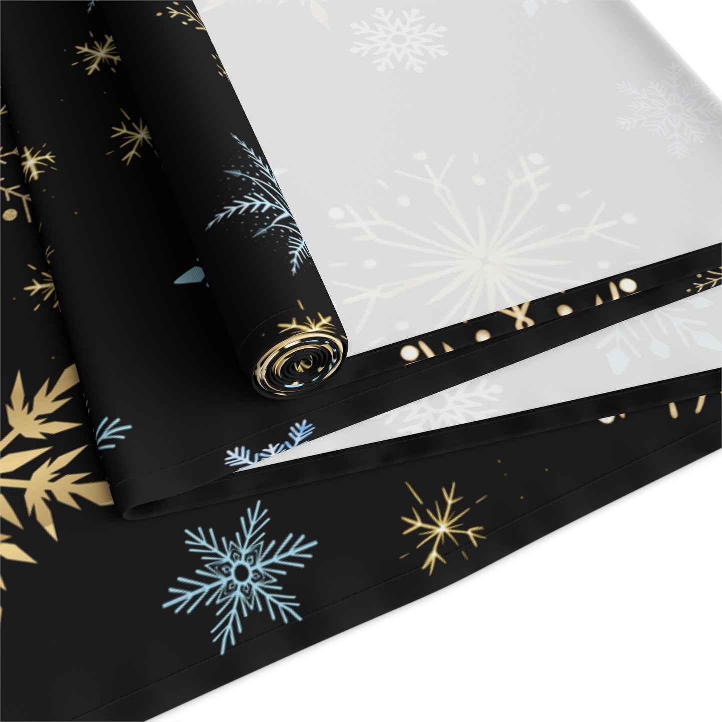Blue And Gold Christmas Snowflake Table Runner