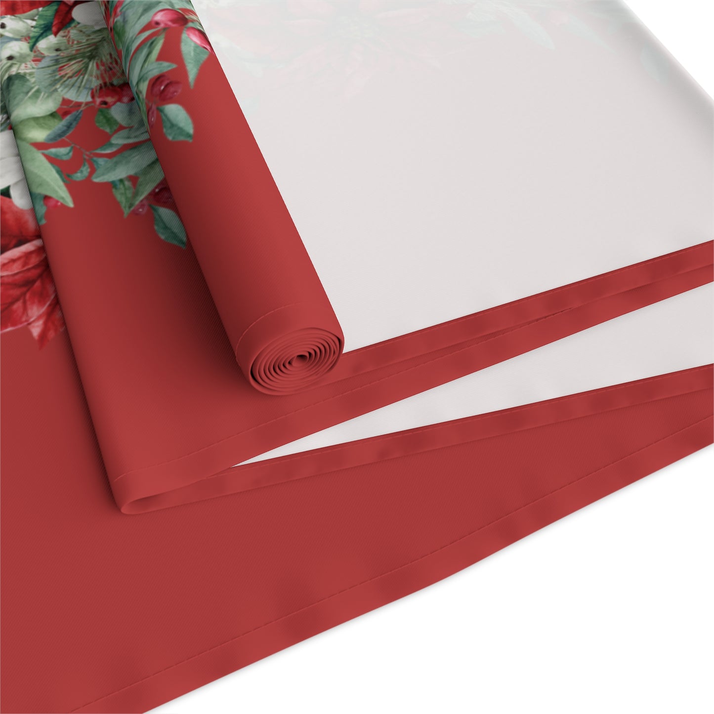 Christmas Red Poinsettia Table Runner