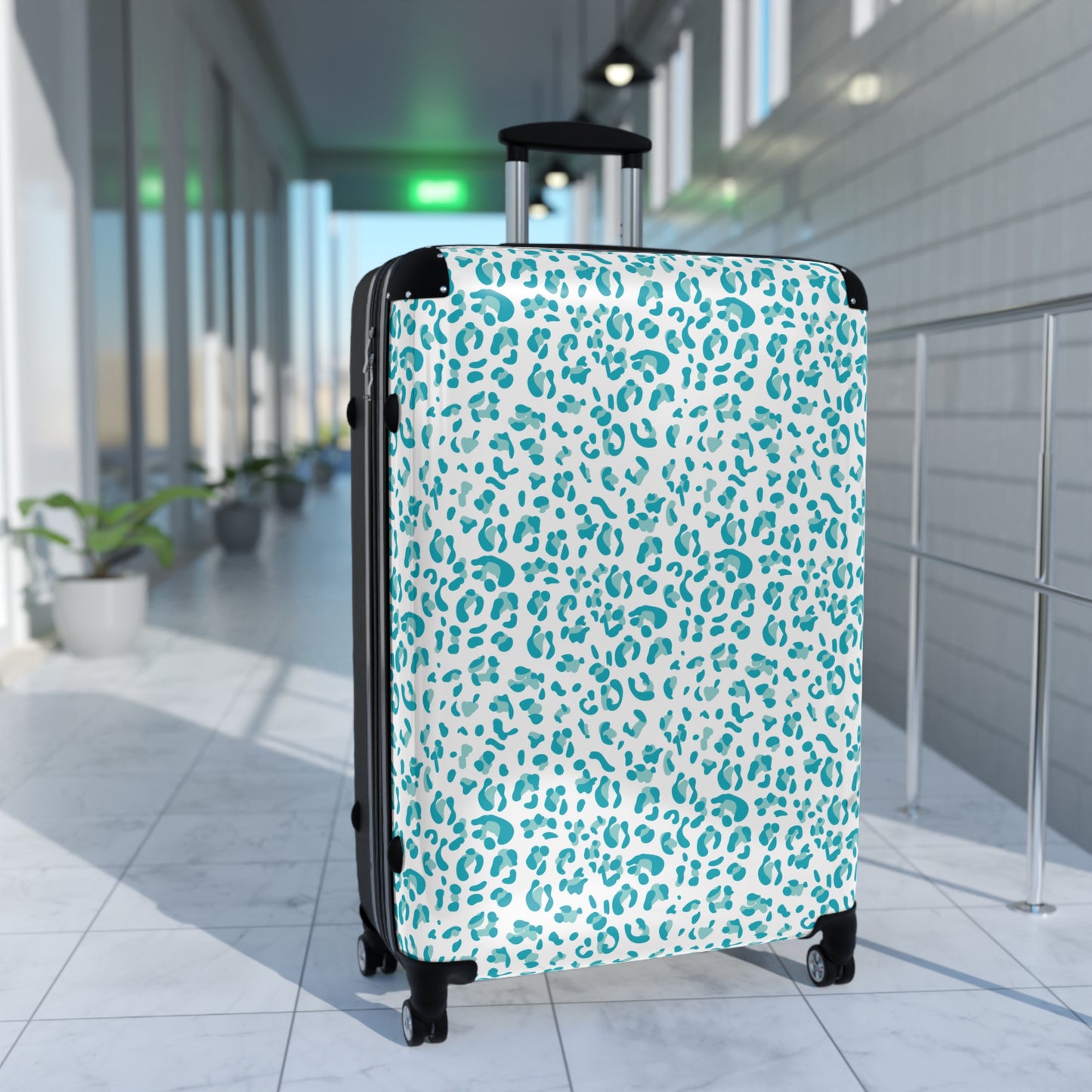 Blue Leopard Print Suitcase / Leopard Print Luggage